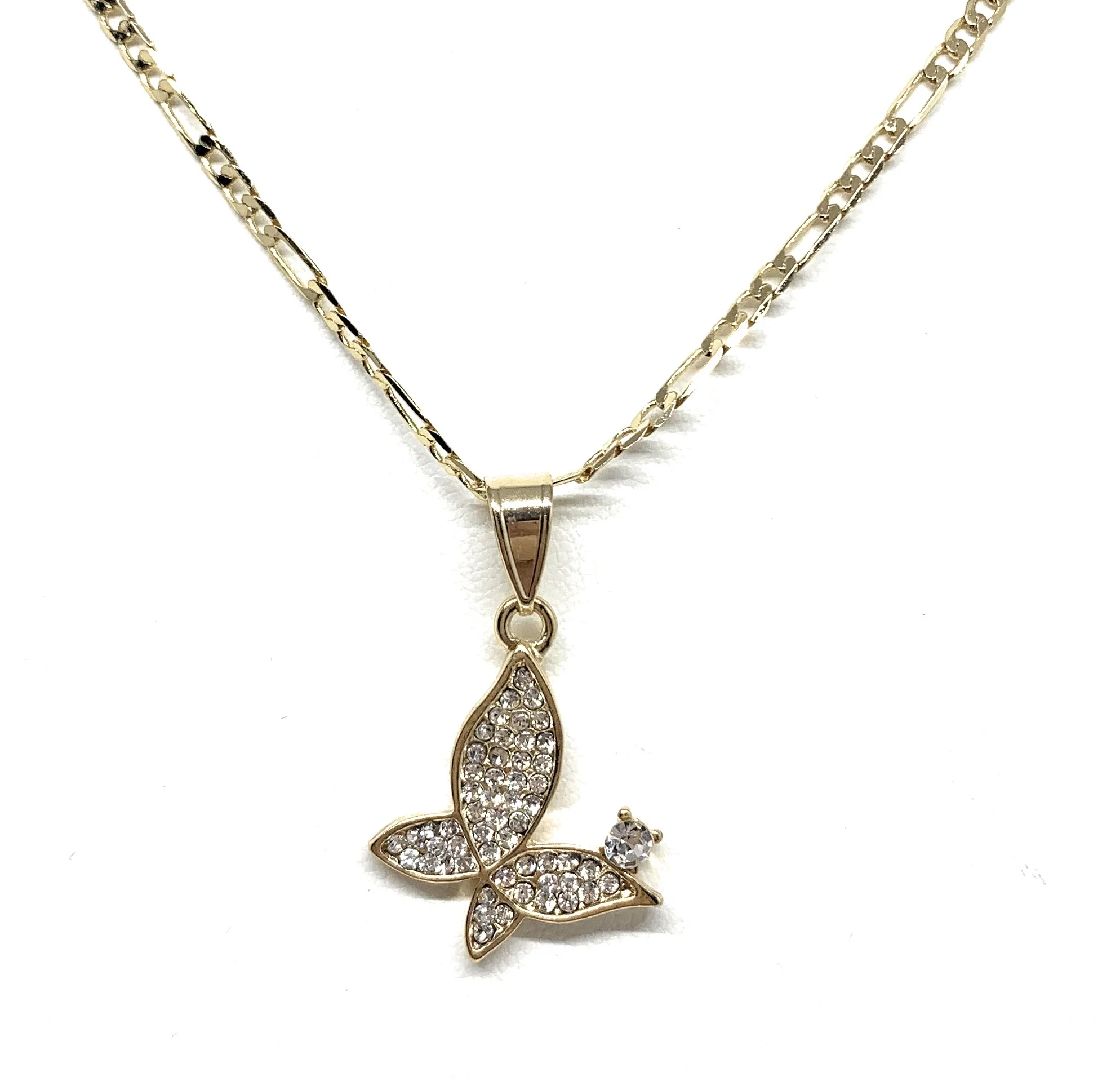 Gold Plated Butterfly CZ Pendant Necklace Chain 24” - Image 3