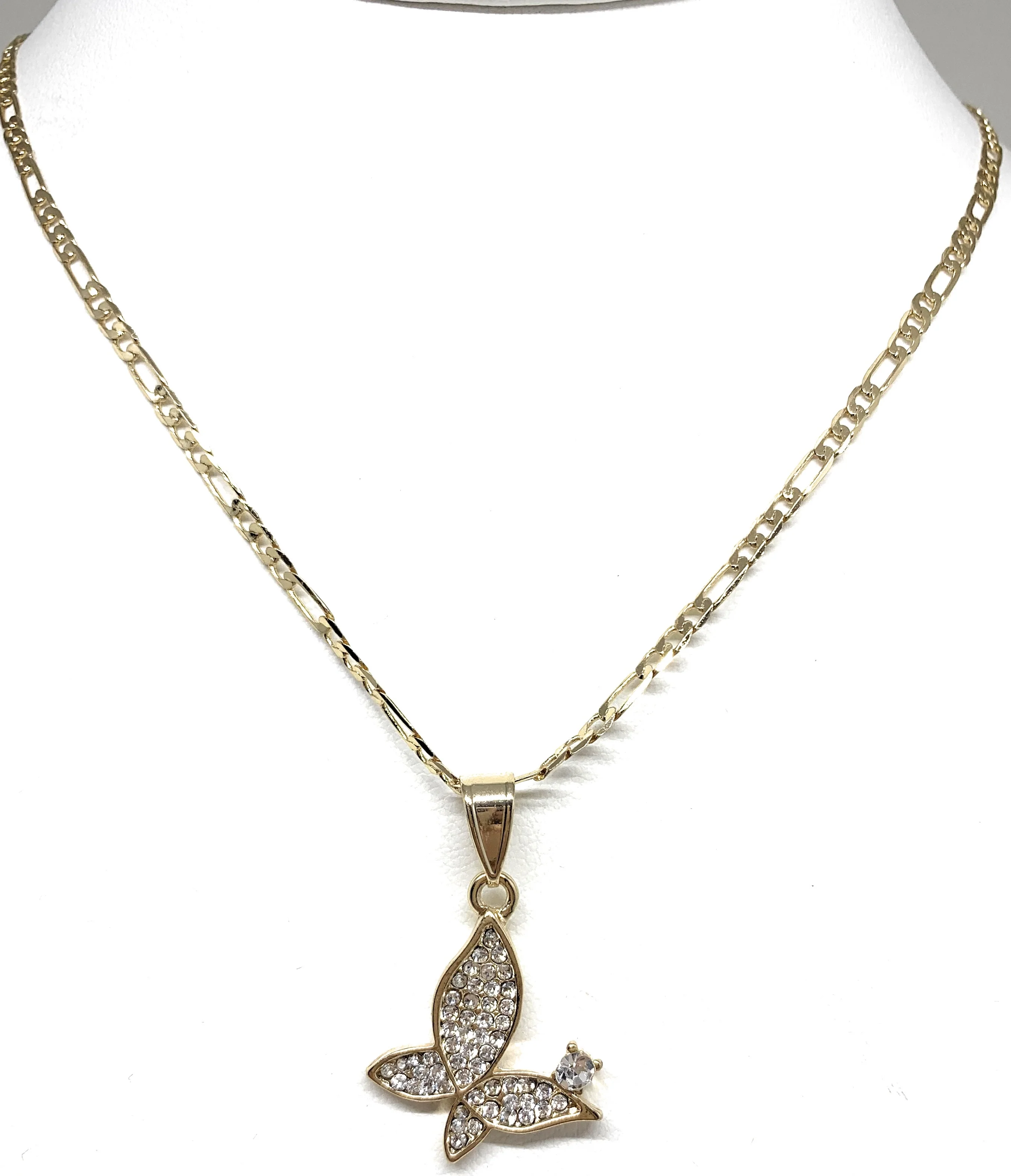 Gold Plated Butterfly CZ Pendant Necklace Chain 24” - Image 4