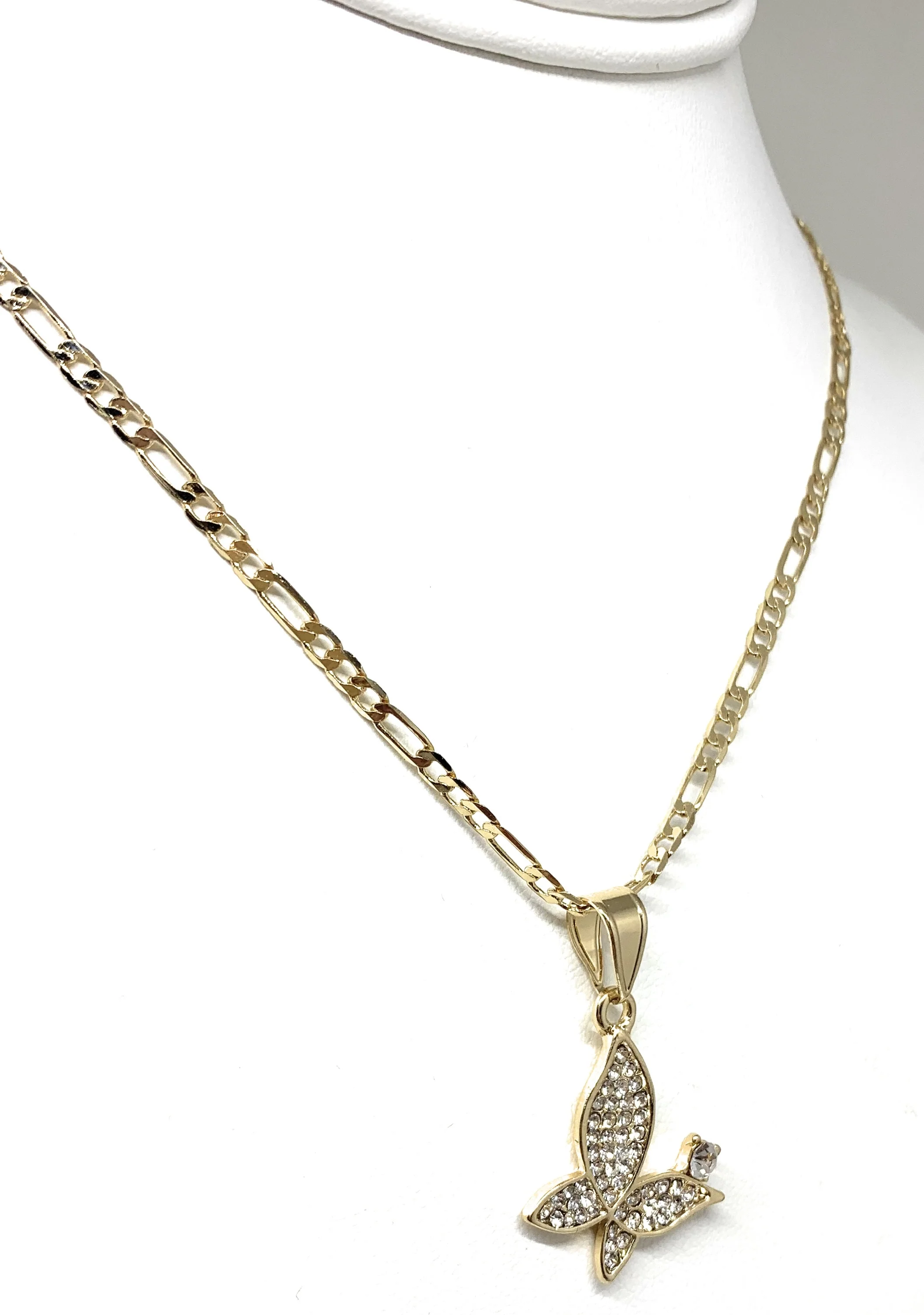 Gold Plated Butterfly CZ Pendant Necklace Chain 24” - Image 5