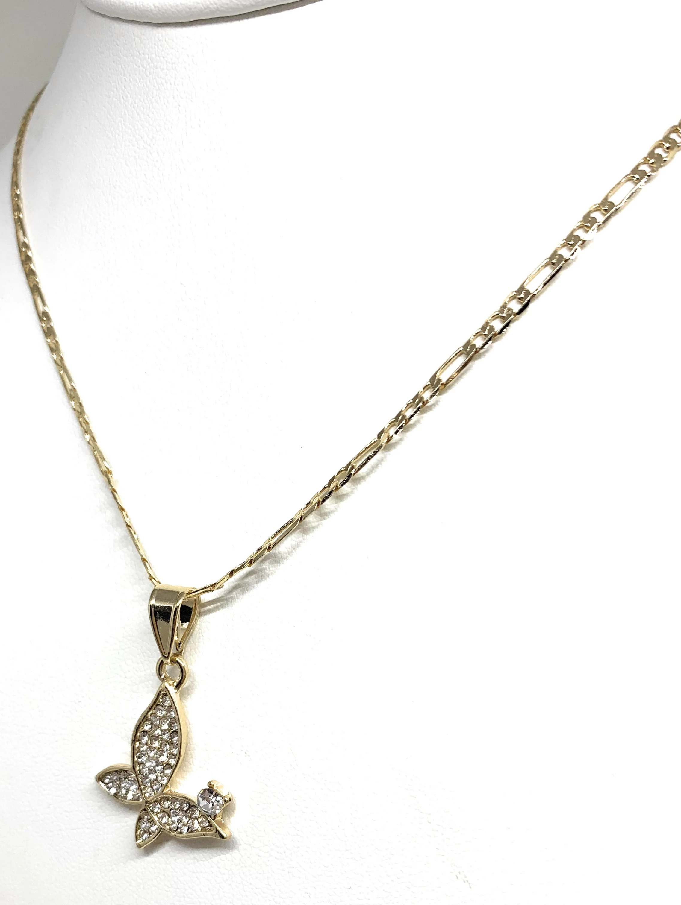 Gold Plated Butterfly CZ Pendant Necklace Chain 24” - Image 6
