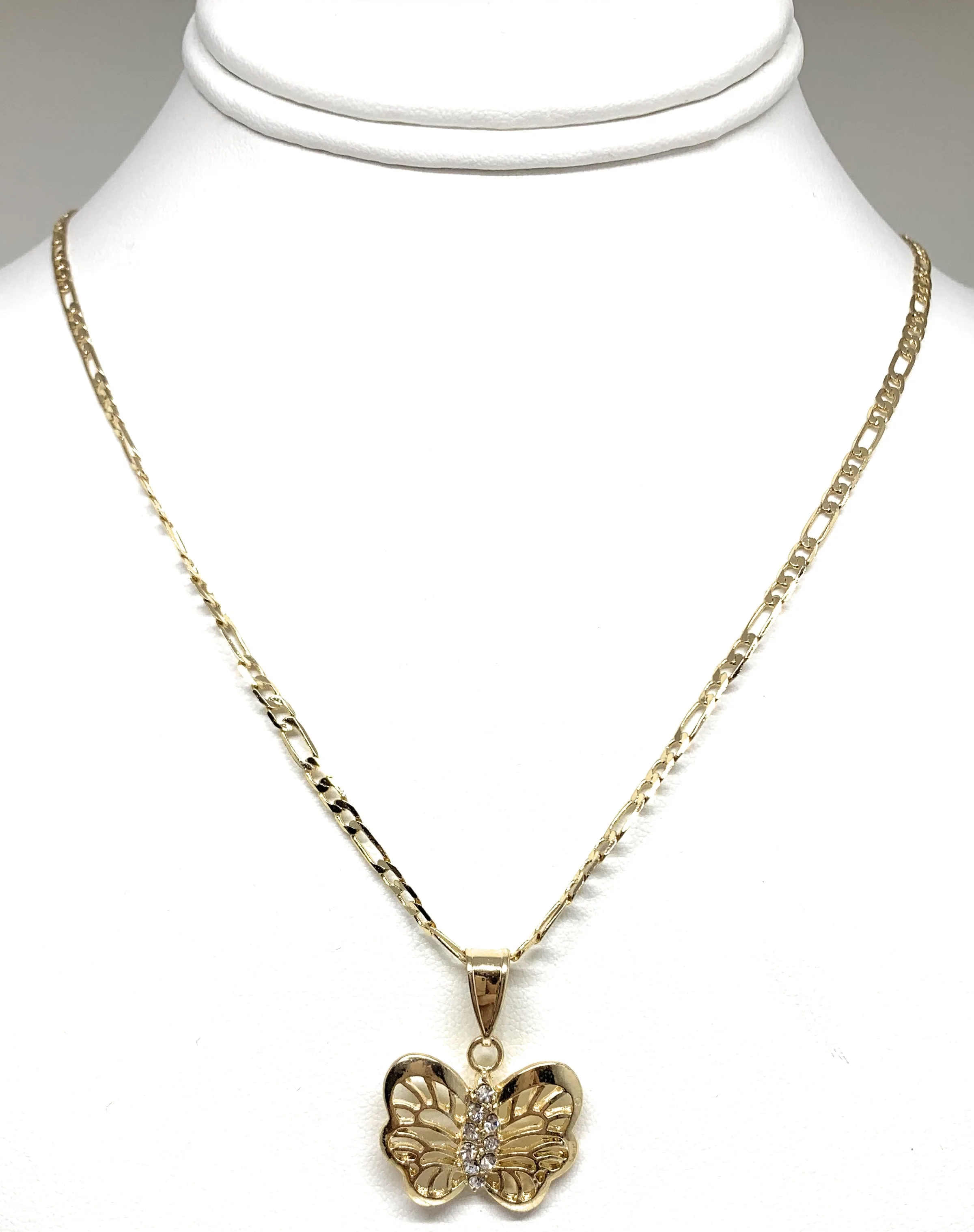 Gold Plated Butterfly CZ Pendant Necklace Chain 24” - Image 4