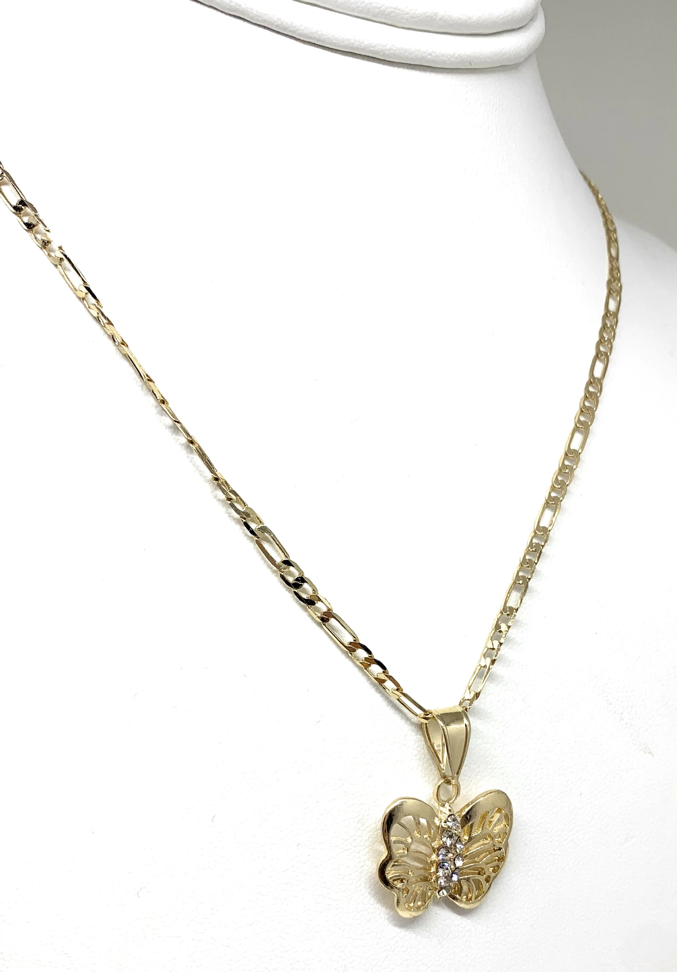 Gold Plated Butterfly CZ Pendant Necklace Chain 24” - Image 5