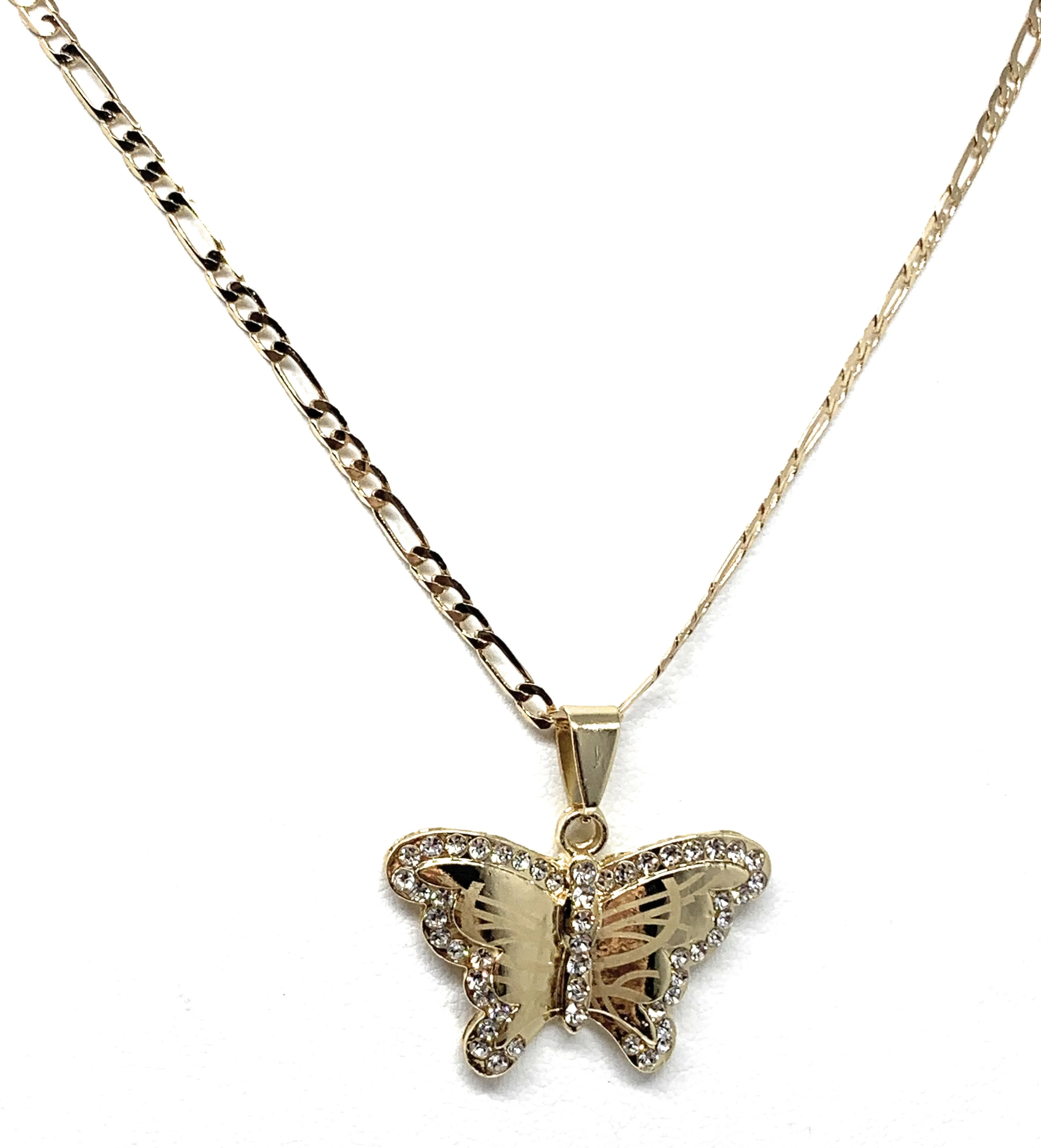 Gold Plated Butterfly CZ Pendant Necklace Chain 24” - Image 4