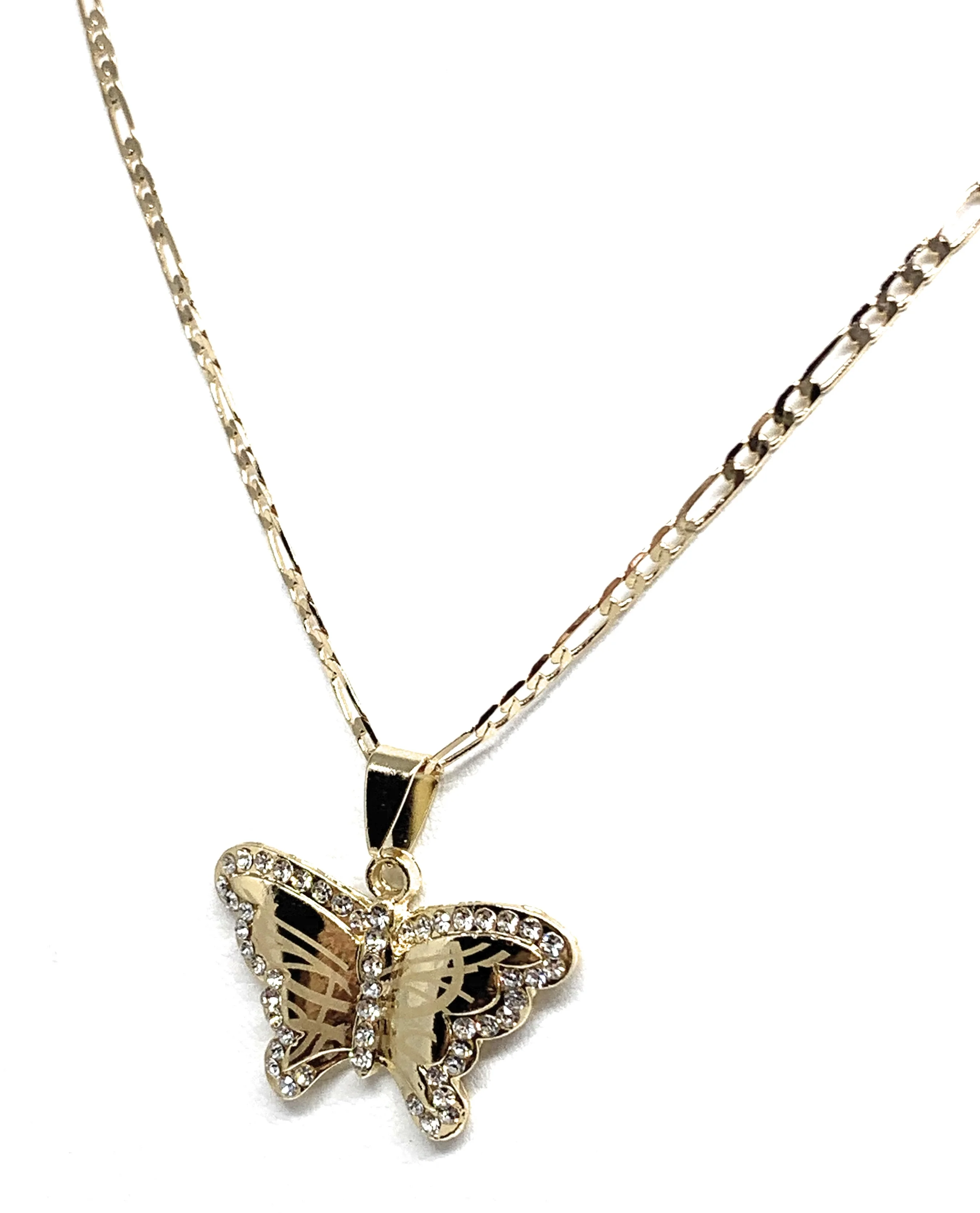 Gold Plated Butterfly CZ Pendant Necklace Chain 24” - Image 5