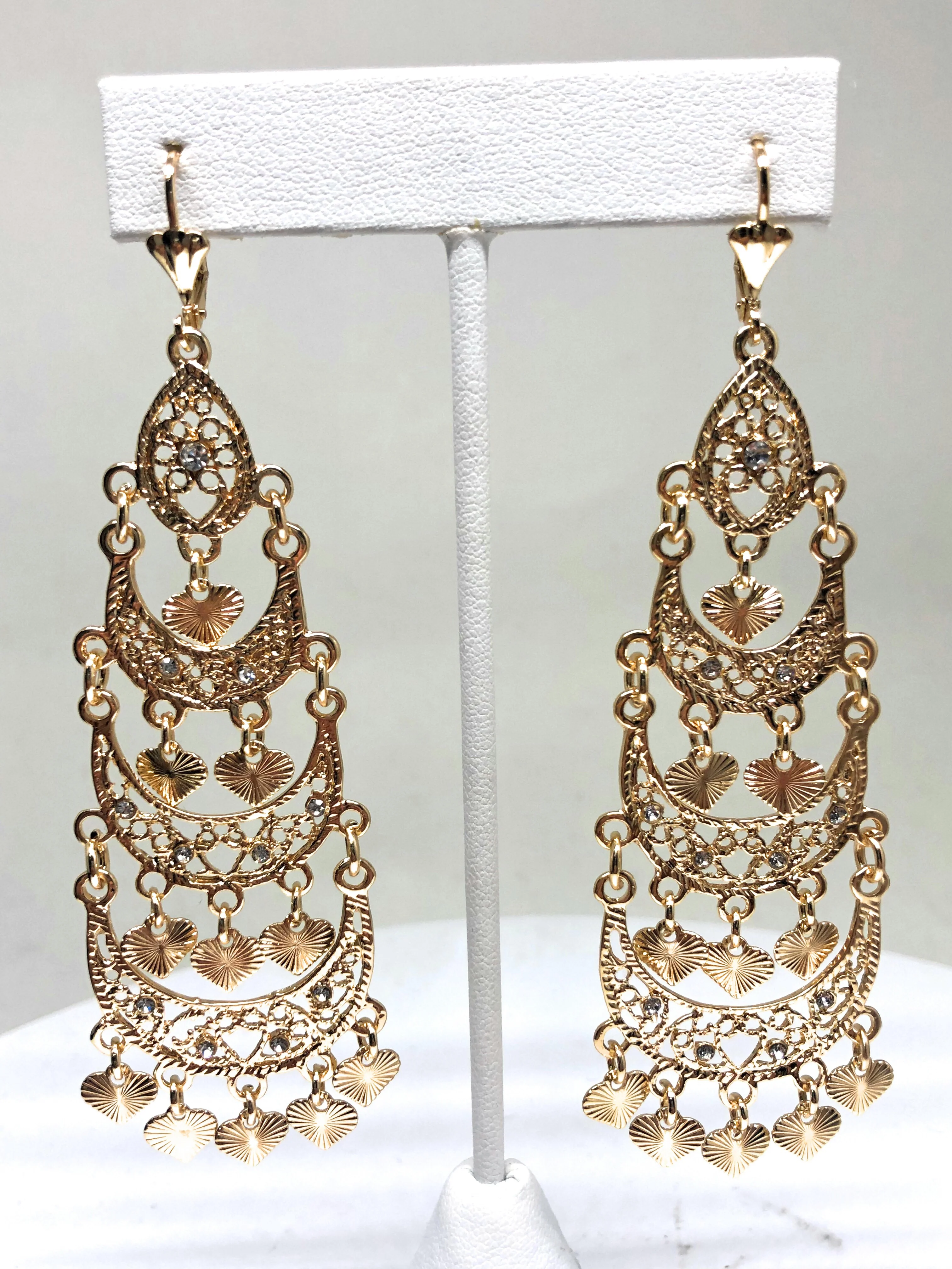 Gold Plated Chandelier Earrings Aretes Folklorico - Image 5