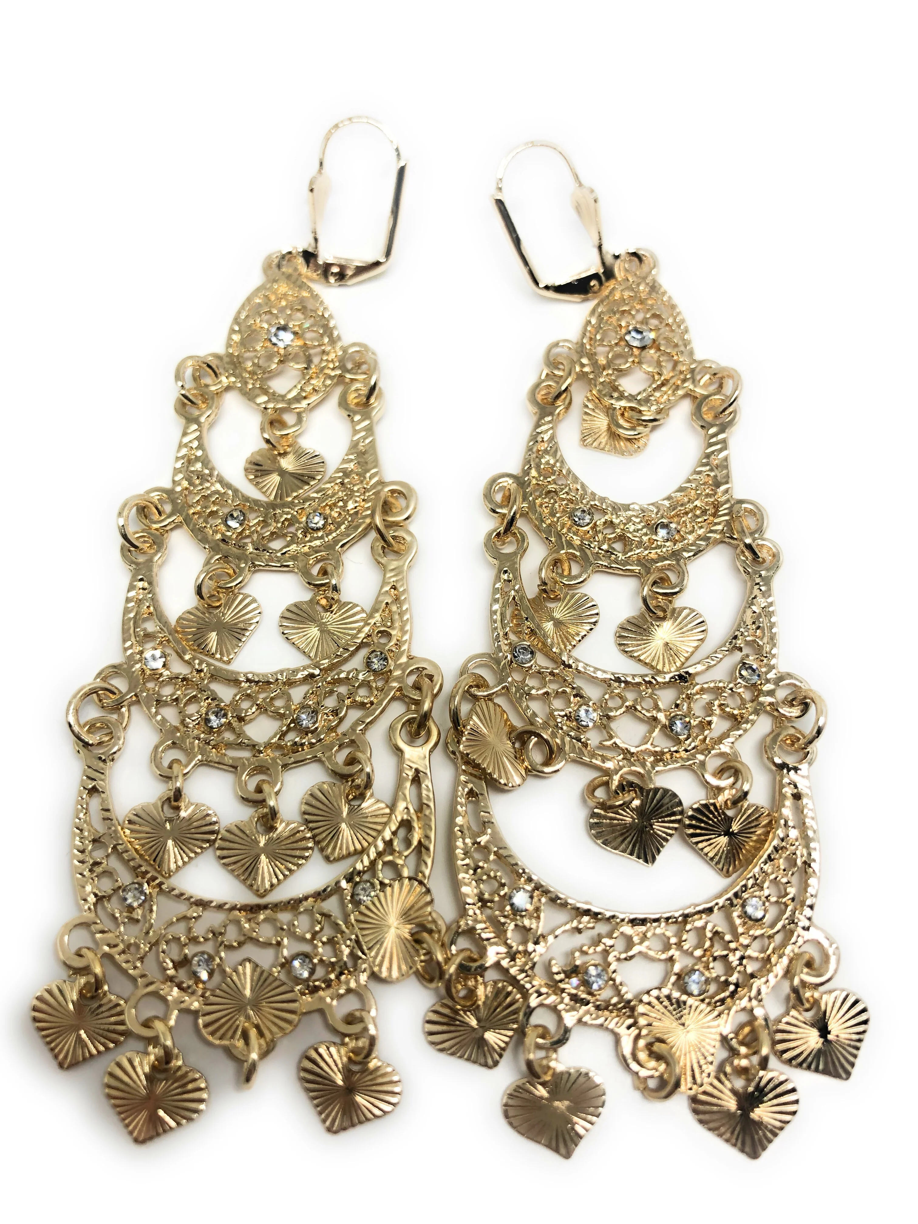 Gold Plated Chandelier Earrings Aretes Folklorico - Image 6