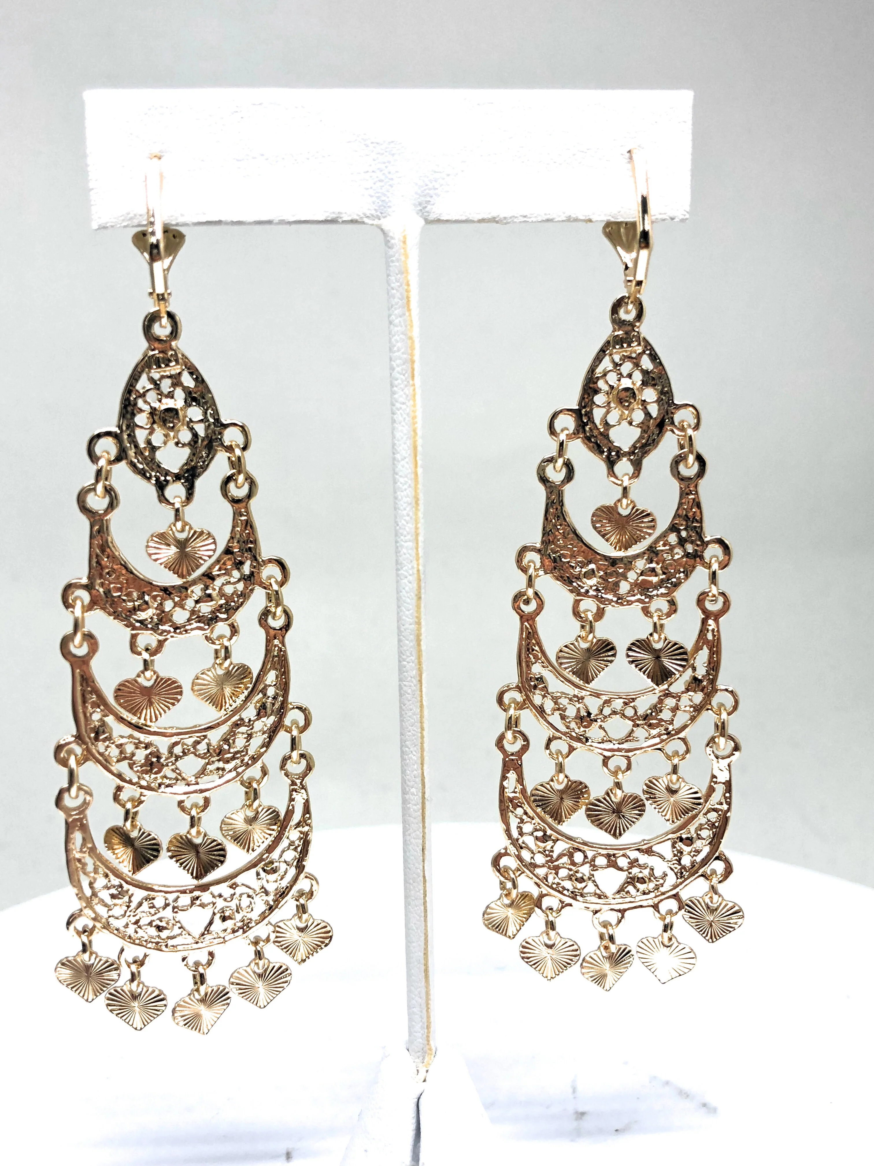 Gold Plated Chandelier Earrings Aretes Folklorico - Image 8