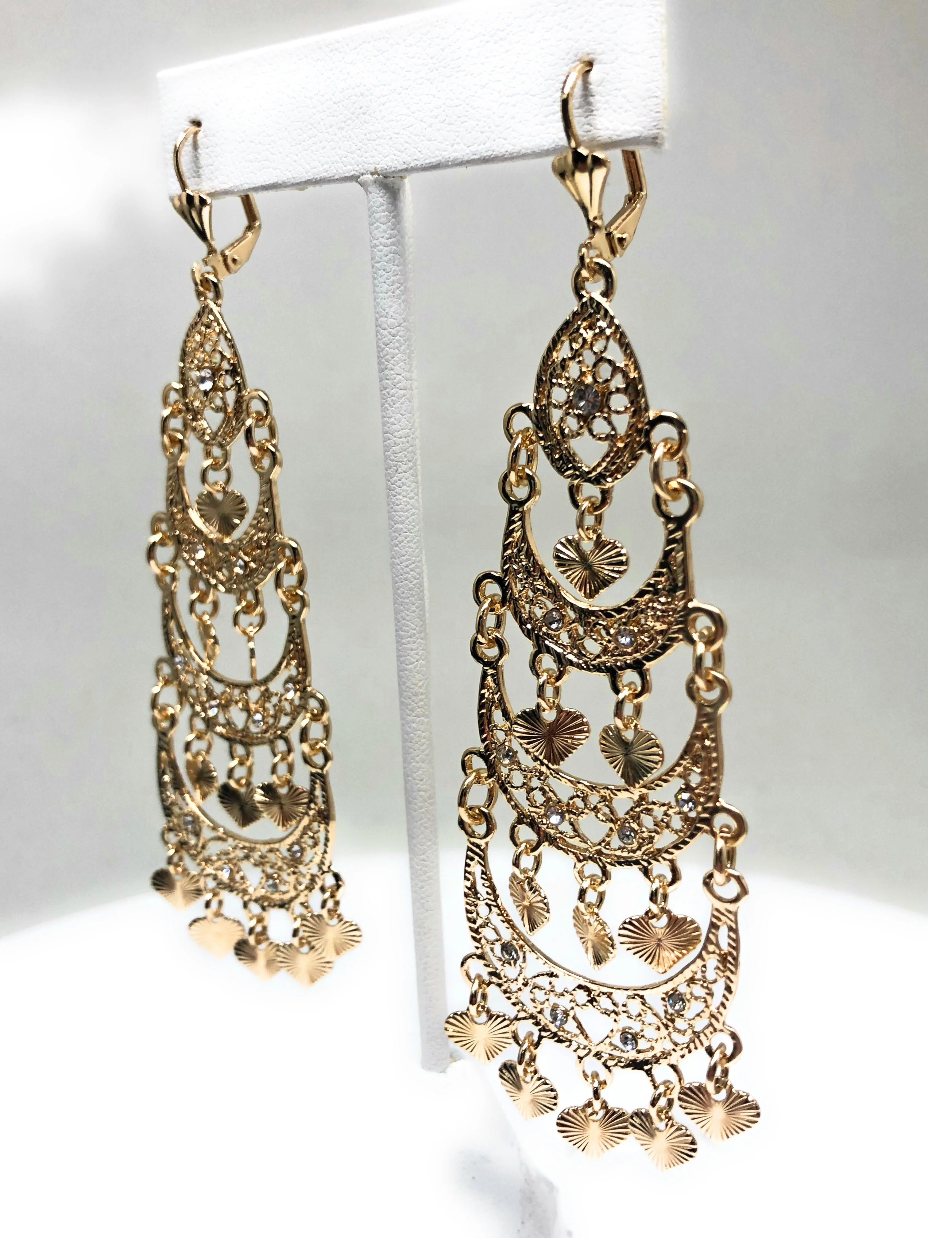 Gold Plated Chandelier Earrings Aretes Folklorico - Image 9