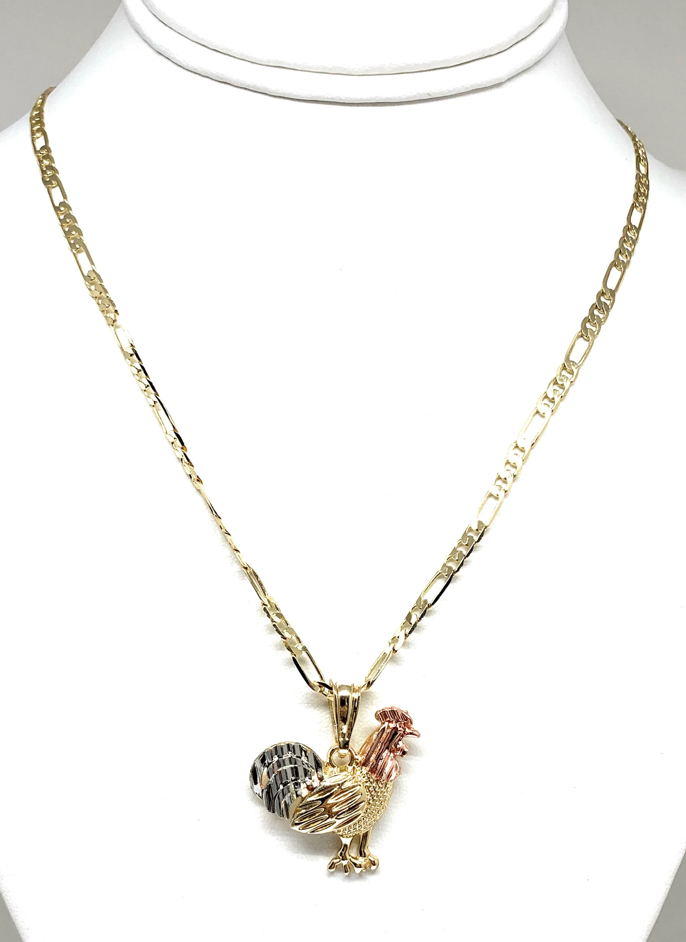 Gold Plated Chicken Rooster Pendant Necklace 26" Gallo Medalla Oro Laminado - Image 3