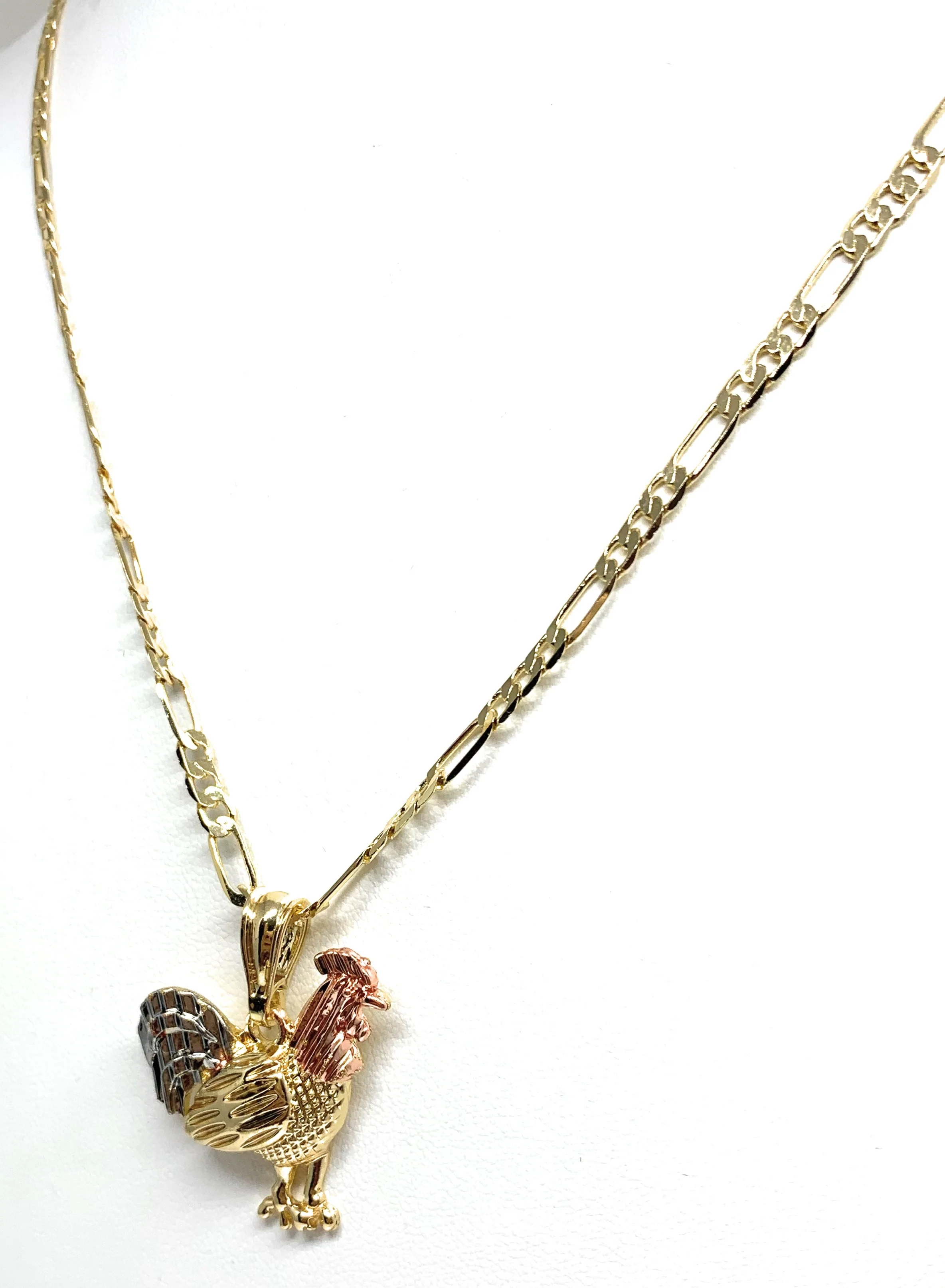 Gold Plated Chicken Rooster Pendant Necklace 26" Gallo Medalla Oro Laminado - Image 4