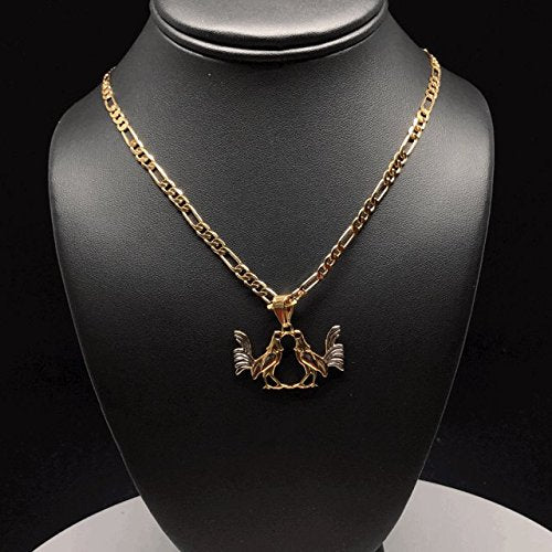 Gold Plated Chicken Rooster Pendant Necklace Figaro 24" 4mm Dos Gallo Medalla Oro Laminado - Image 4