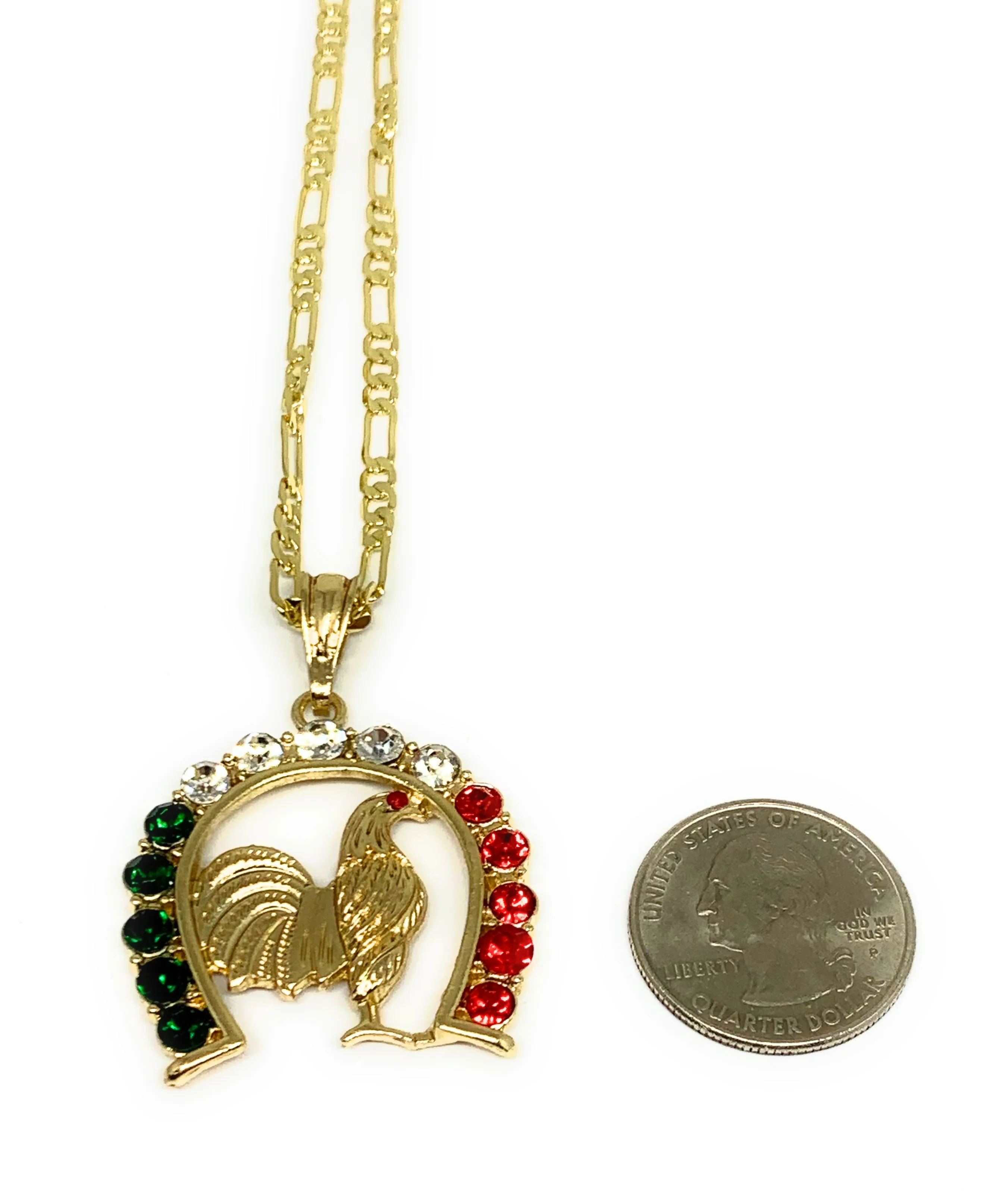 Gold Plated Chicken Rooster Pendant Necklace Figaro 24" 4mm Gallo Medalla Oro Laminado - Image 2