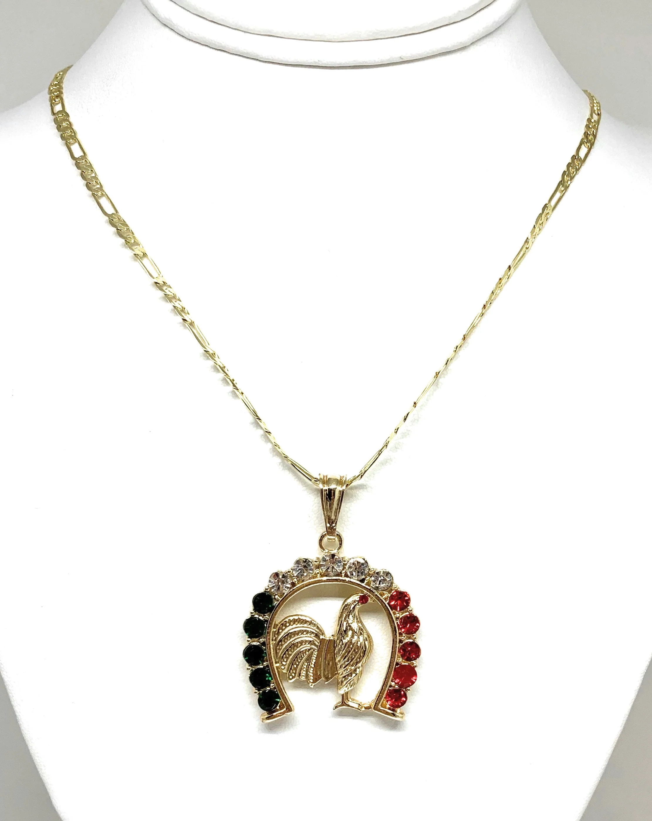 Gold Plated Chicken Rooster Pendant Necklace Figaro 24" 4mm Gallo Medalla Oro Laminado - Image 3