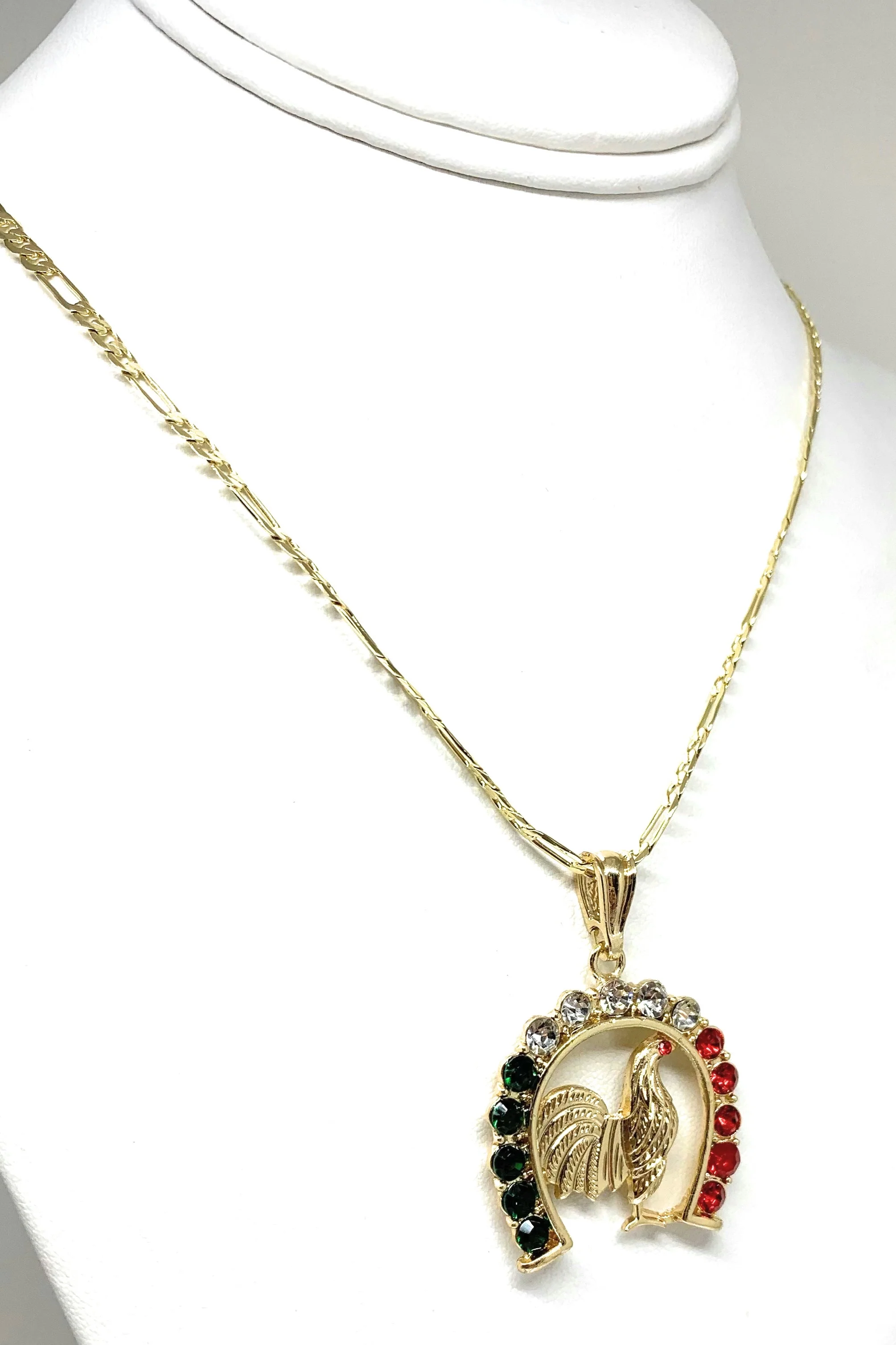 Gold Plated Chicken Rooster Pendant Necklace Figaro 24" 4mm Gallo Medalla Oro Laminado - Image 4