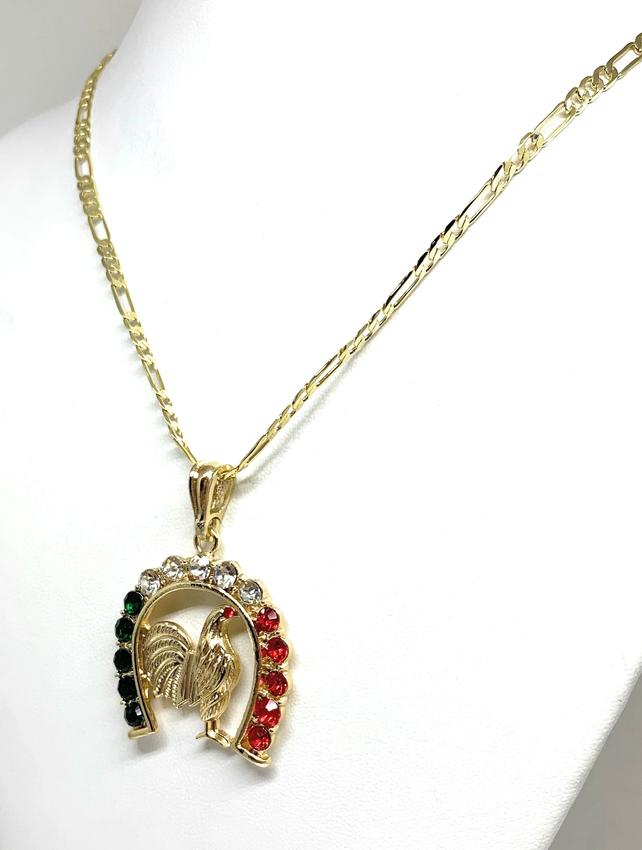 Gold Plated Chicken Rooster Pendant Necklace Figaro 24" 4mm Gallo Medalla Oro Laminado - Image 5