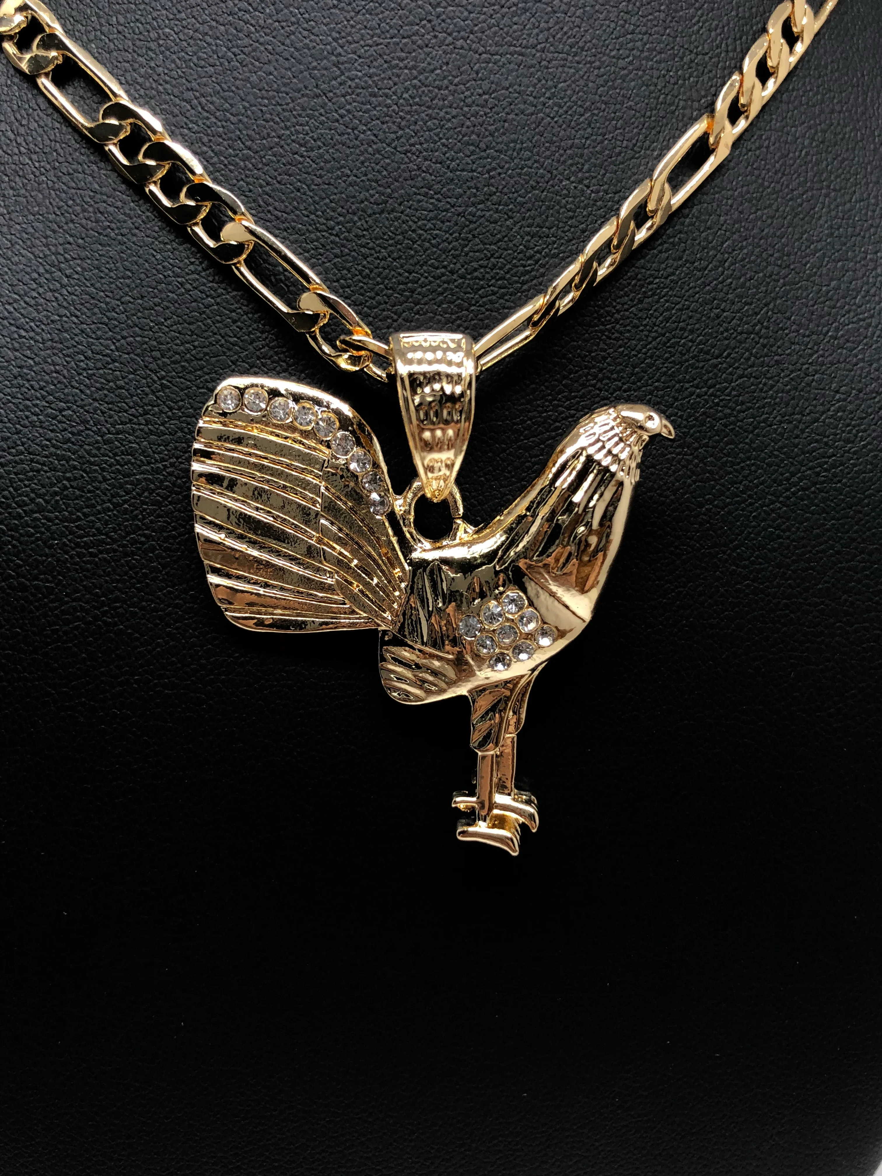Gold Plated Chicken Rooster Pendant Necklace Figaro 26" 5mm Gallo Medalla Oro Laminado - Image 11
