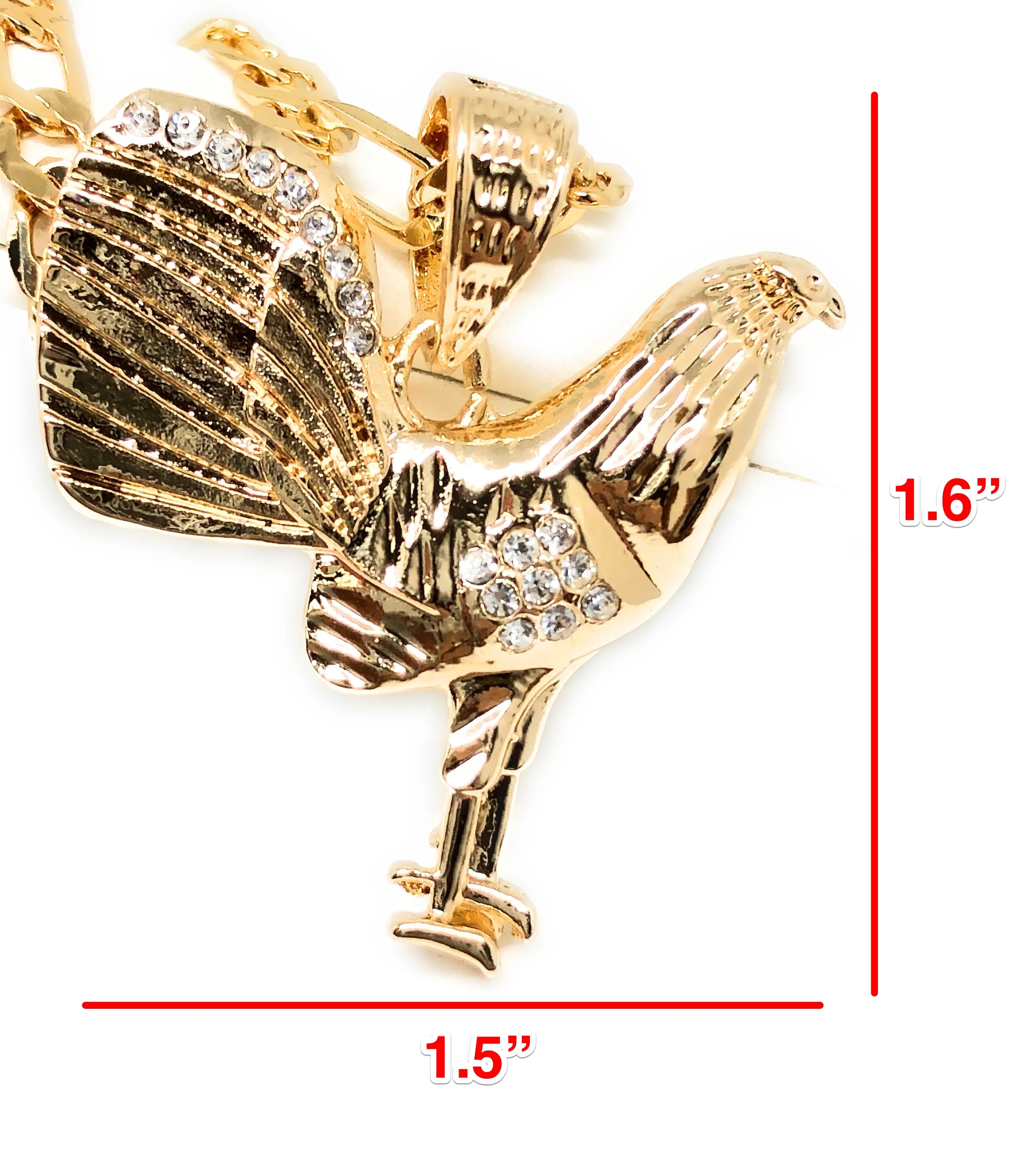 Gold Plated Chicken Rooster Pendant Necklace Figaro 26" 5mm Gallo Medalla Oro Laminado - Image 3