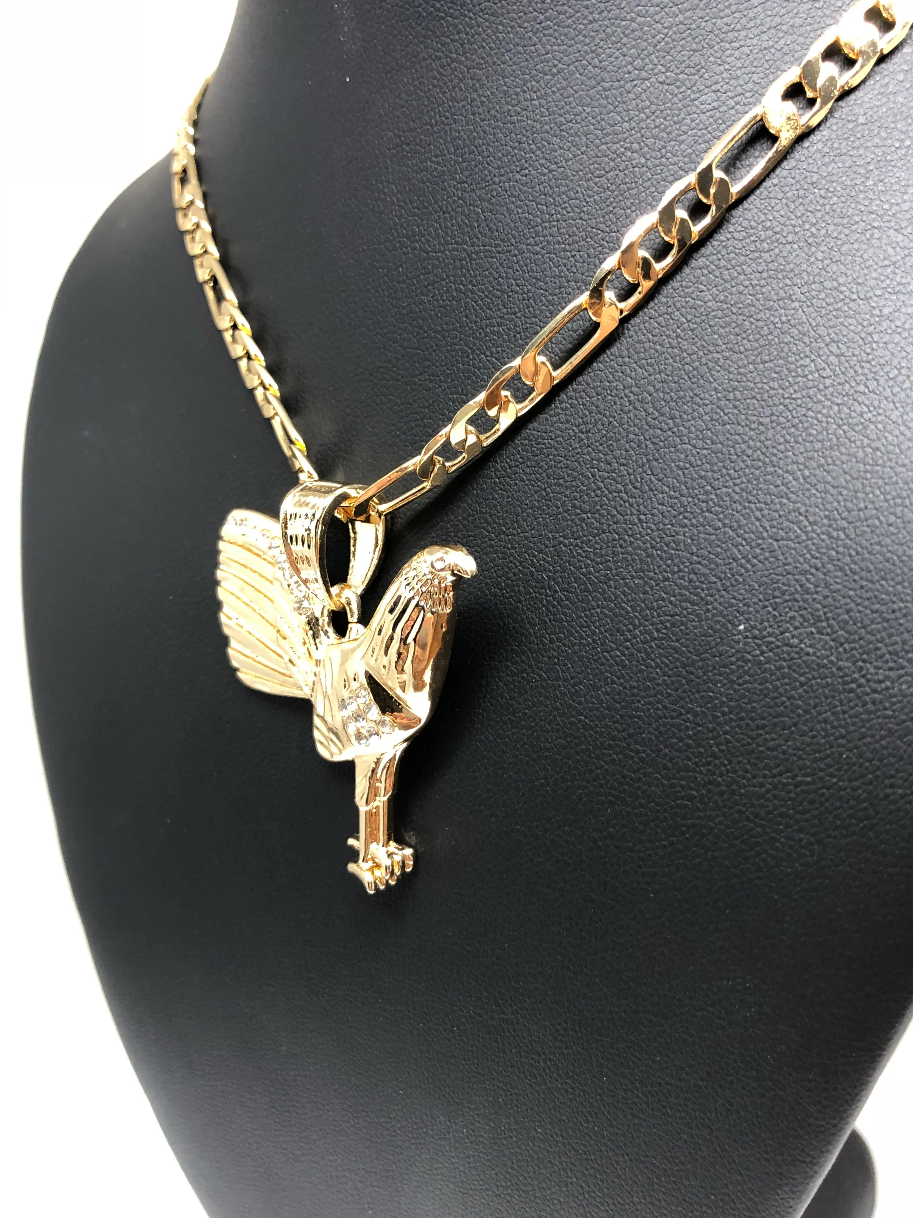 Gold Plated Chicken Rooster Pendant Necklace Figaro 26" 5mm Gallo Medalla Oro Laminado - Image 4