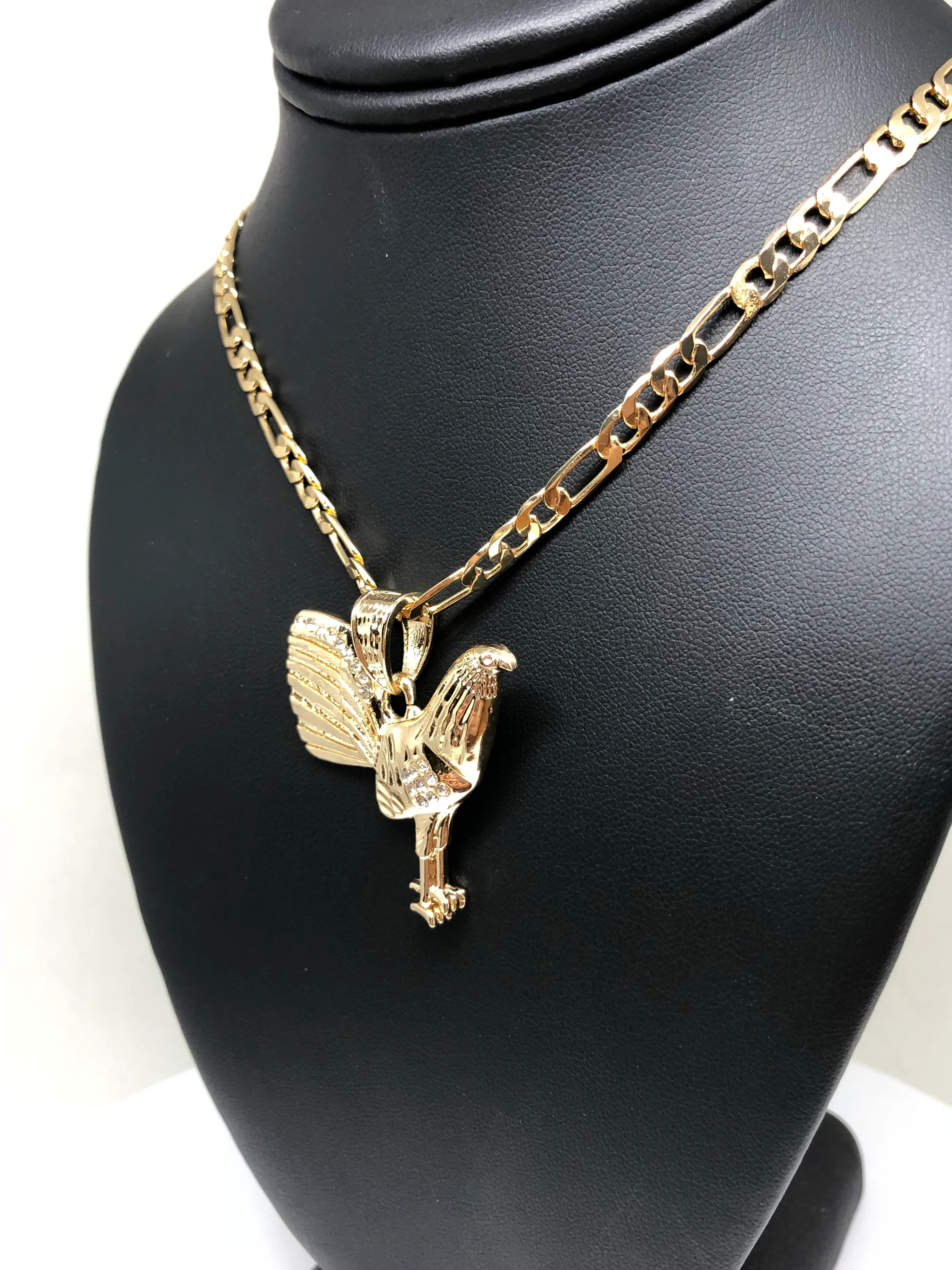 Gold Plated Chicken Rooster Pendant Necklace Figaro 26" 5mm Gallo Medalla Oro Laminado - Image 5