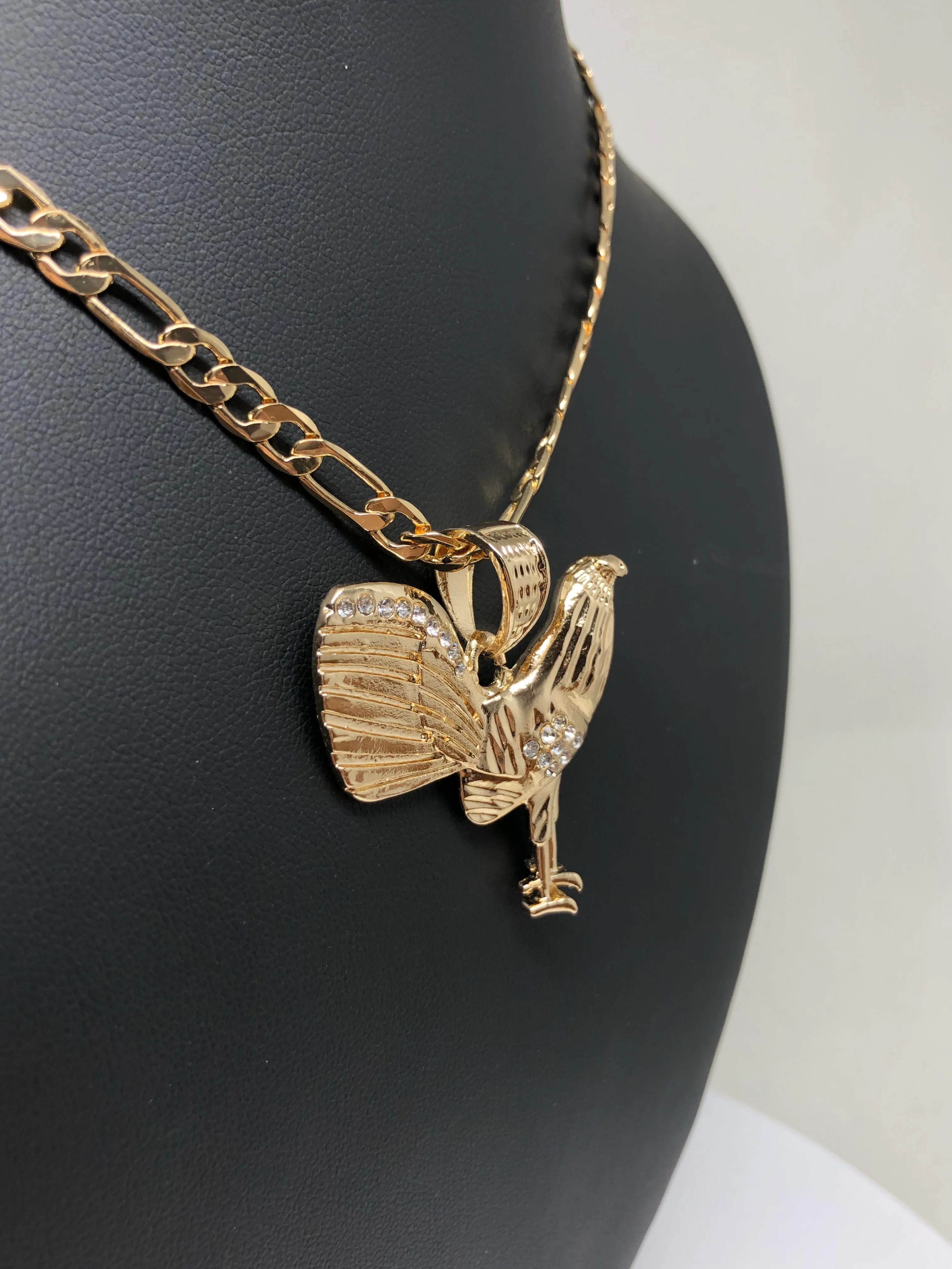 Gold Plated Chicken Rooster Pendant Necklace Figaro 26" 5mm Gallo Medalla Oro Laminado - Image 6