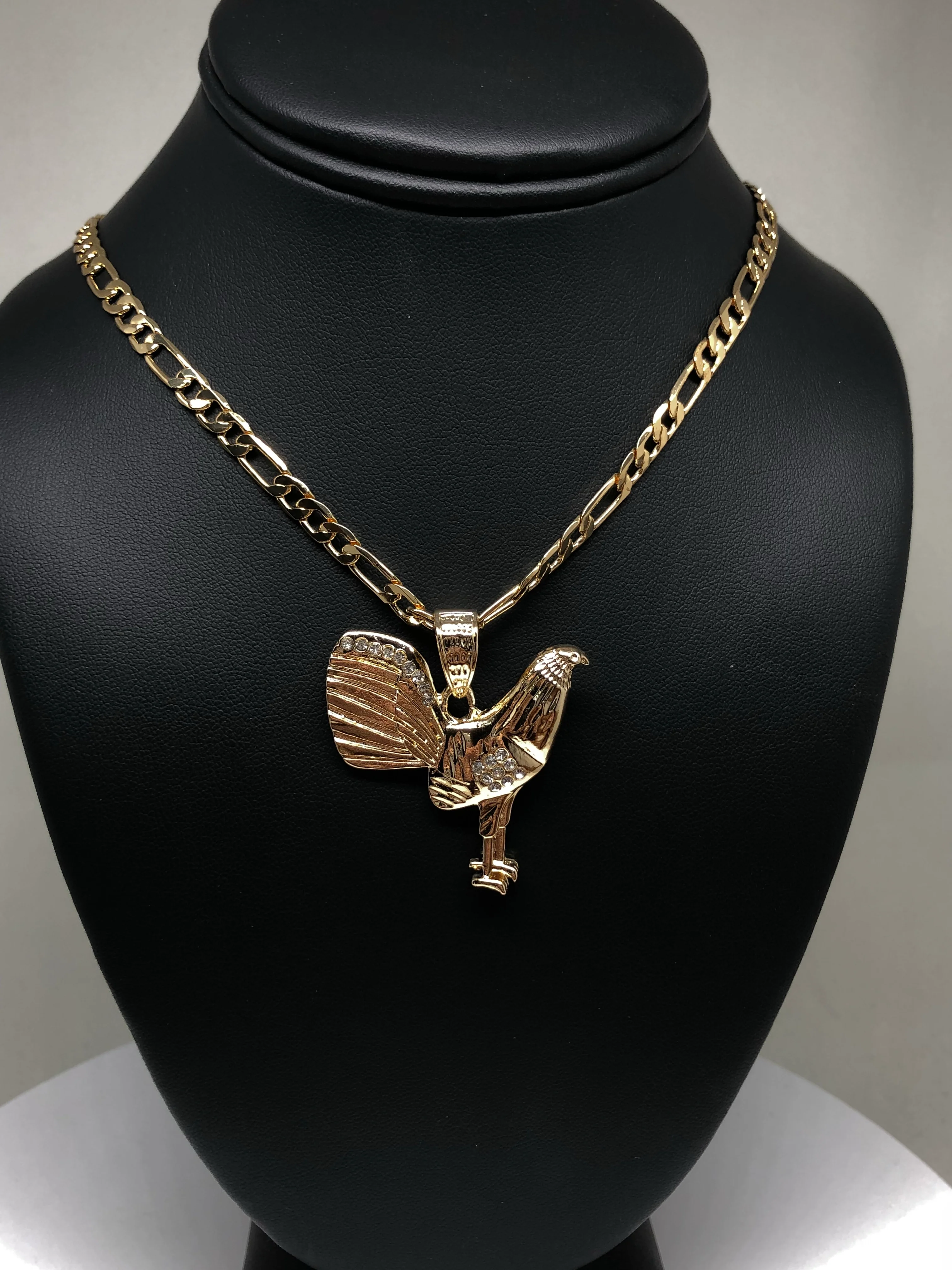 Gold Plated Chicken Rooster Pendant Necklace Figaro 26" 5mm Gallo Medalla Oro Laminado - Image 8