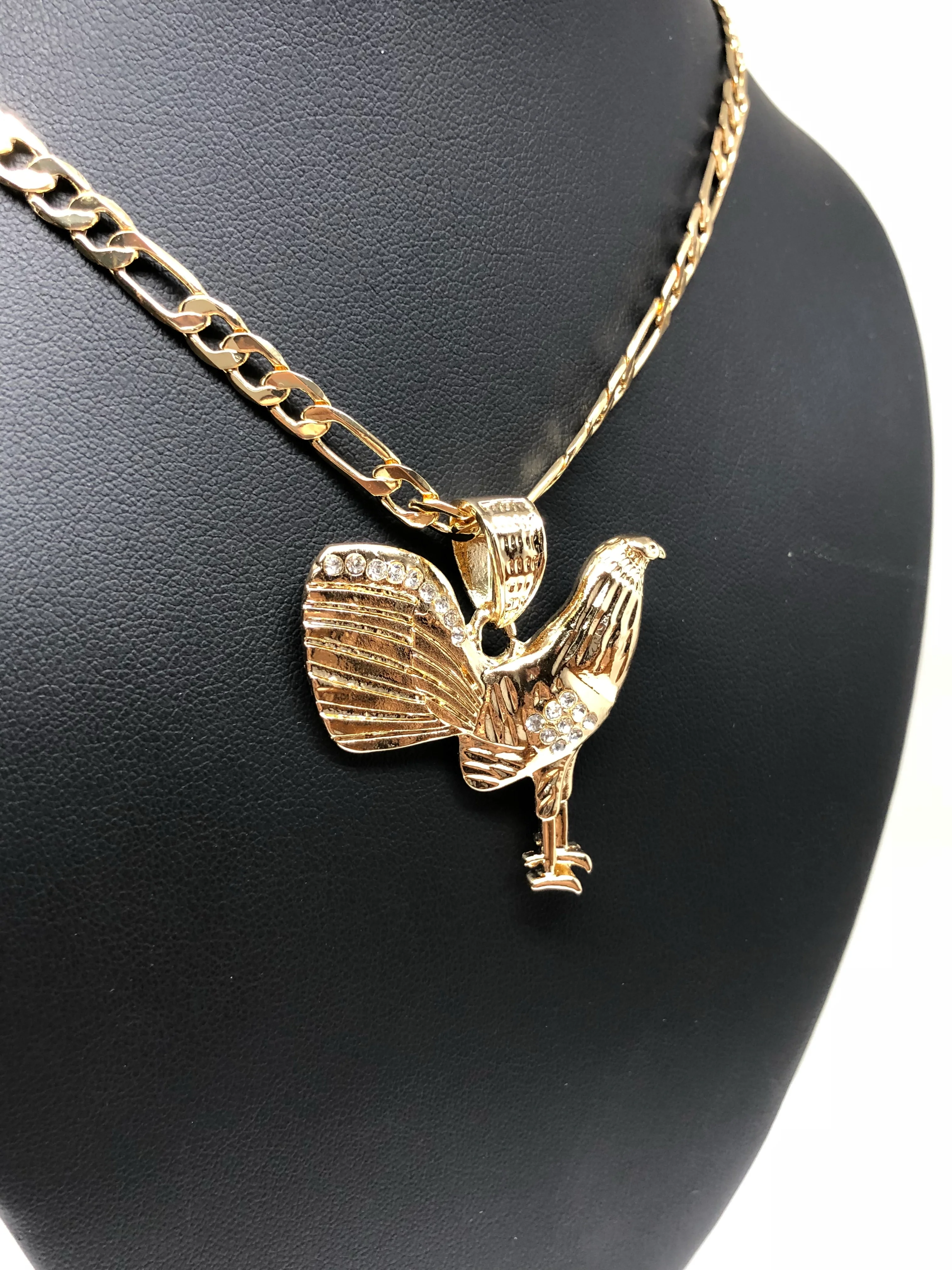 Gold Plated Chicken Rooster Pendant Necklace Figaro 26" 5mm Gallo Medalla Oro Laminado - Image 9