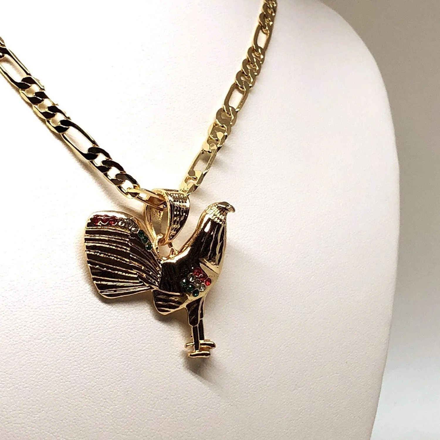 Gold Plated Chicken Rooster Pendant Necklace Figaro 26" 5mm Gallo Medalla Oro Laminado - Image 3