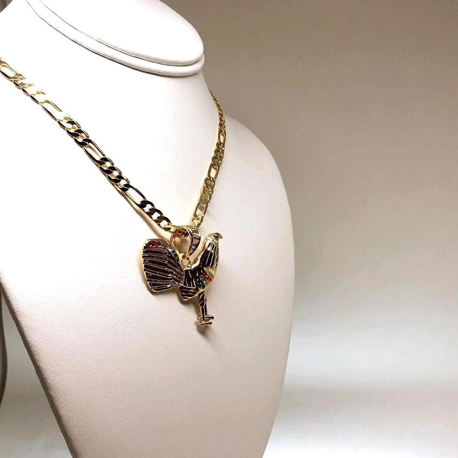 Gold Plated Chicken Rooster Pendant Necklace Figaro 26" 5mm Gallo Medalla Oro Laminado - Image 4