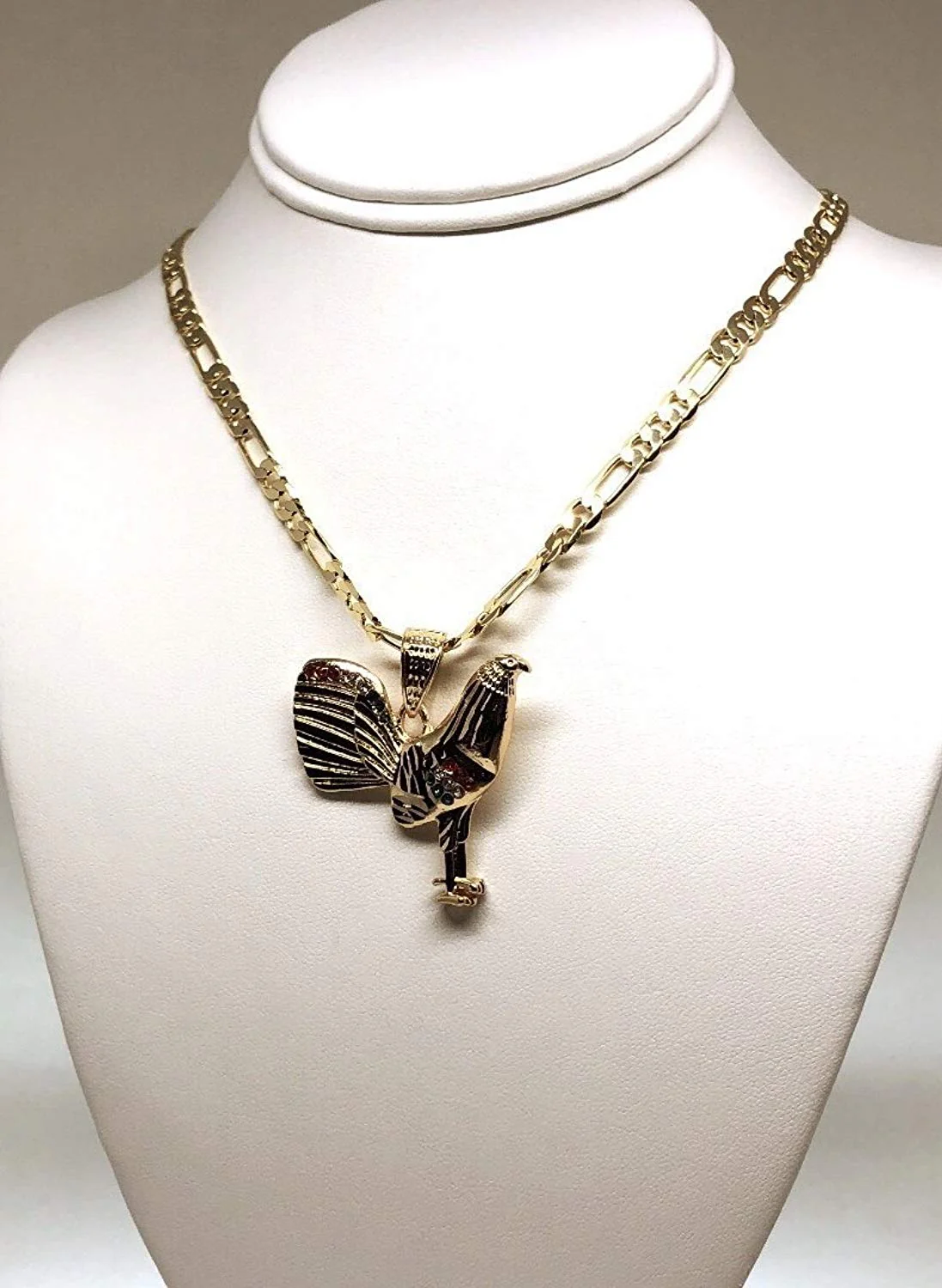 Gold Plated Chicken Rooster Pendant Necklace Figaro 26" 5mm Gallo Medalla Oro Laminado - Image 5