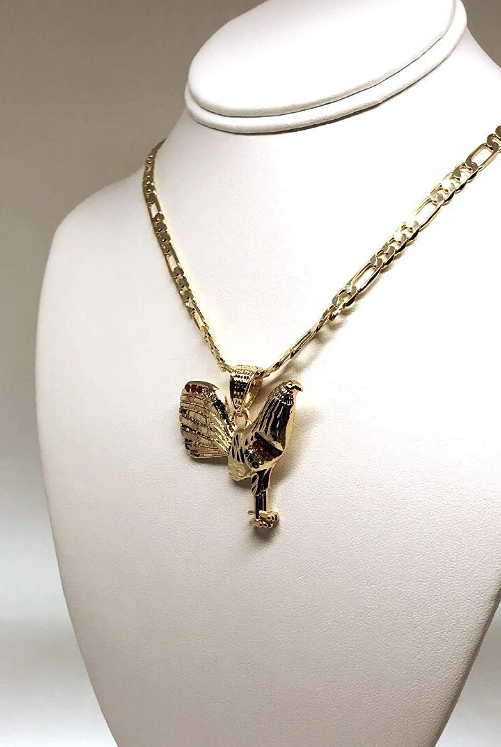 Gold Plated Chicken Rooster Pendant Necklace Figaro 26" 5mm Gallo Medalla Oro Laminado - Image 6