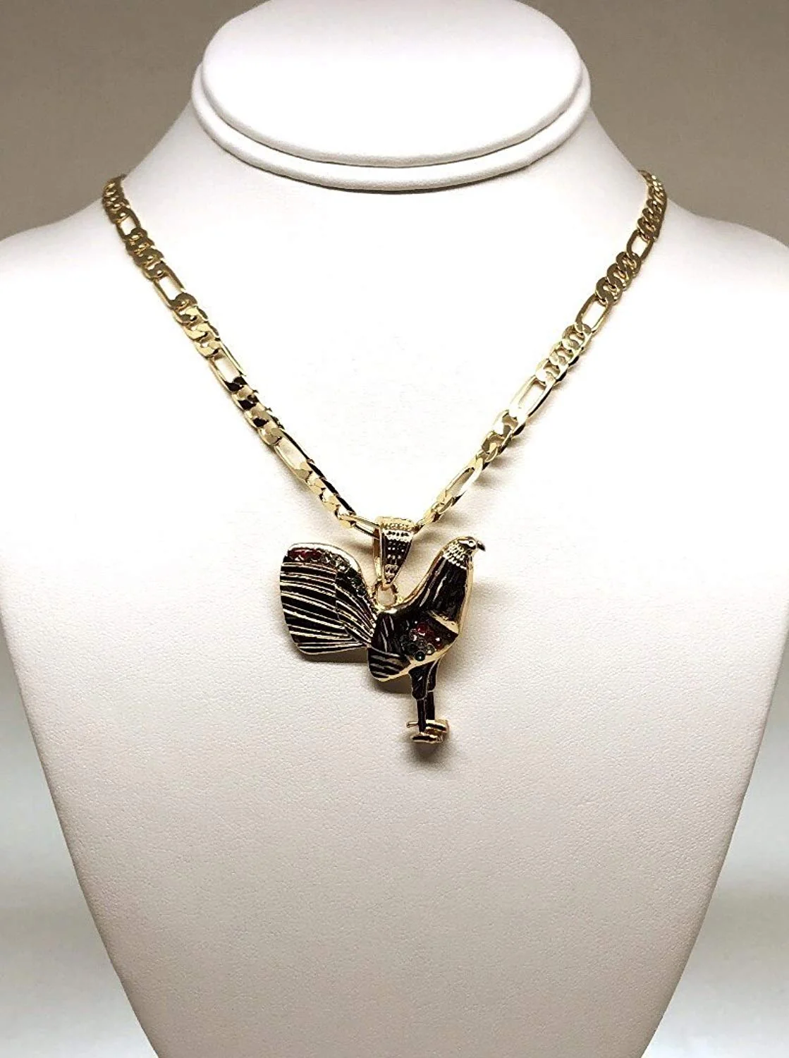 Gold Plated Chicken Rooster Pendant Necklace Figaro 26" 5mm Gallo Medalla Oro Laminado - Image 8
