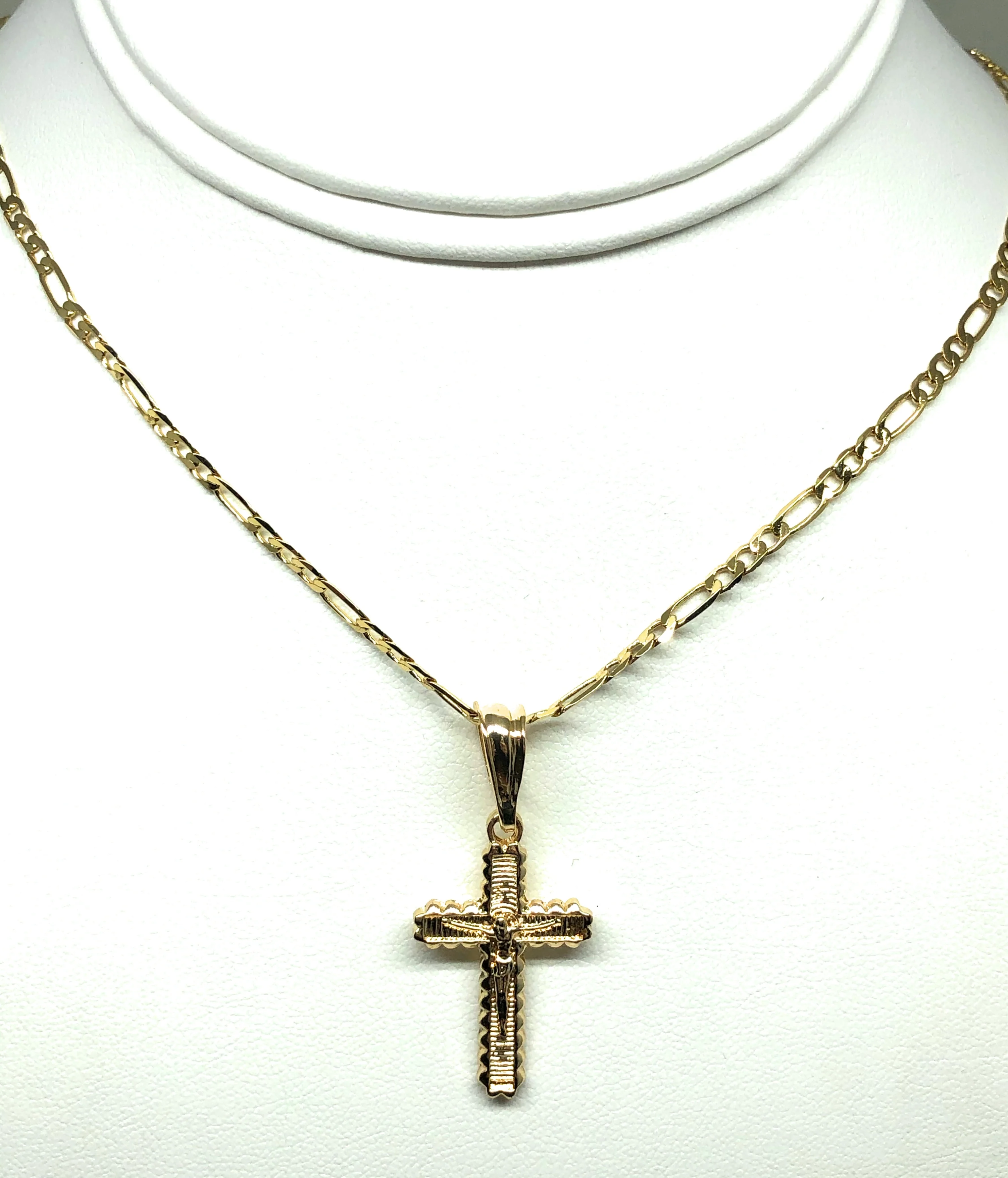 Gold Plated Classic Cross Jesus Crucifix 24" Chain Cruz Crucifijo 24" - Image 4