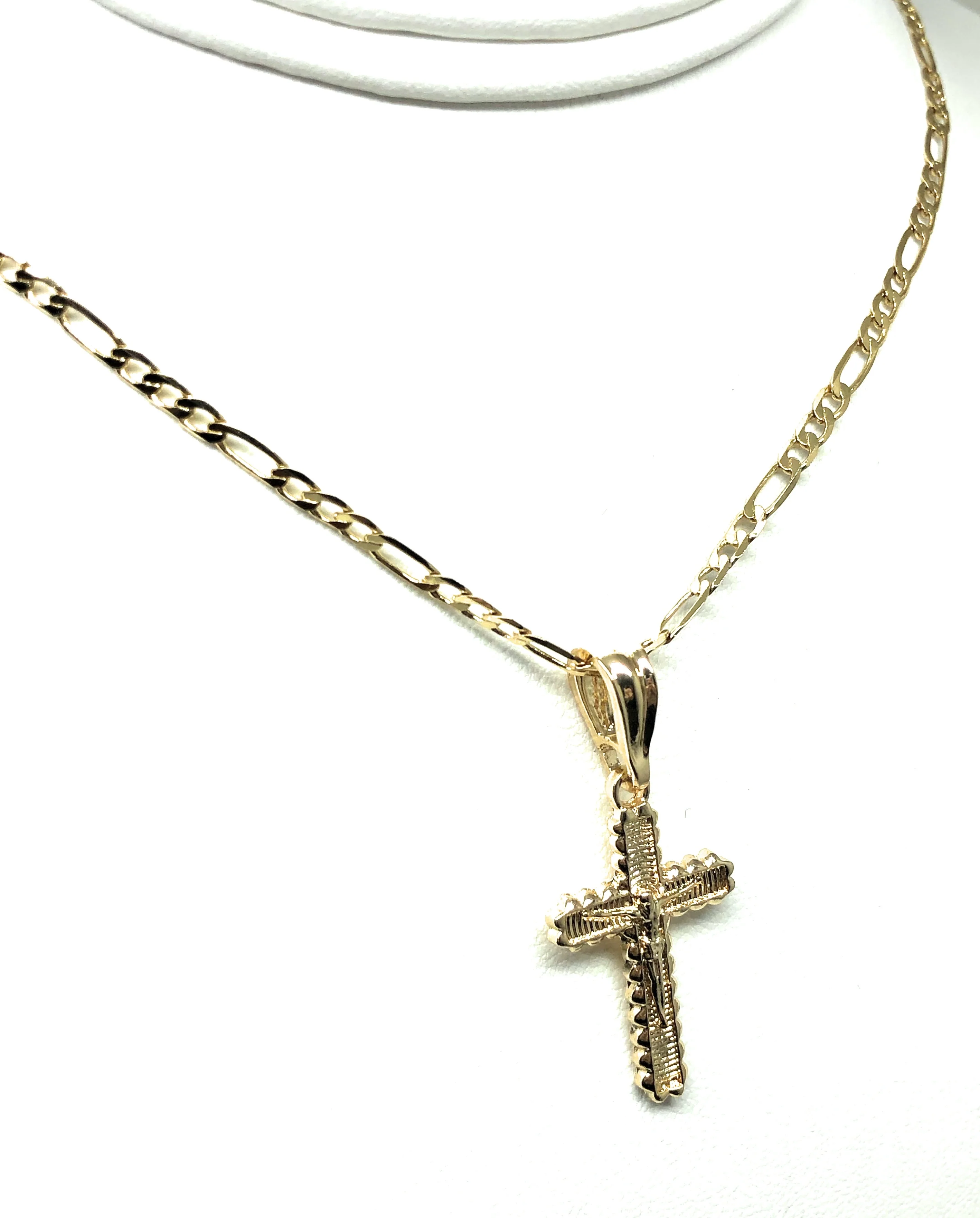 Gold Plated Classic Cross Jesus Crucifix 24" Chain Cruz Crucifijo 24" - Image 5