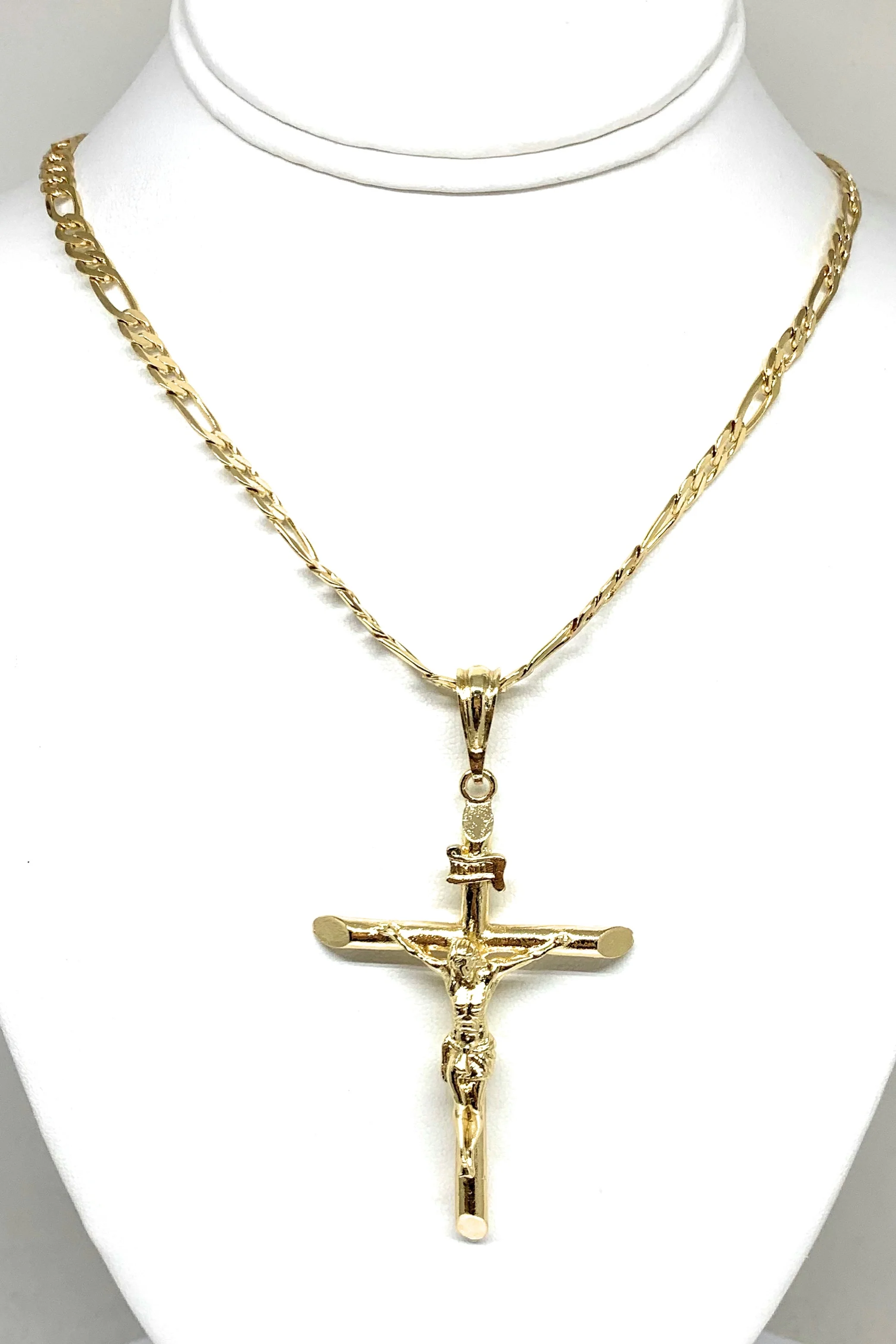 Gold Plated Classic INRI Cross Jesus Crucifix 24" Chain Cruz Crucifijo (SM,MED,LG) - Image 4