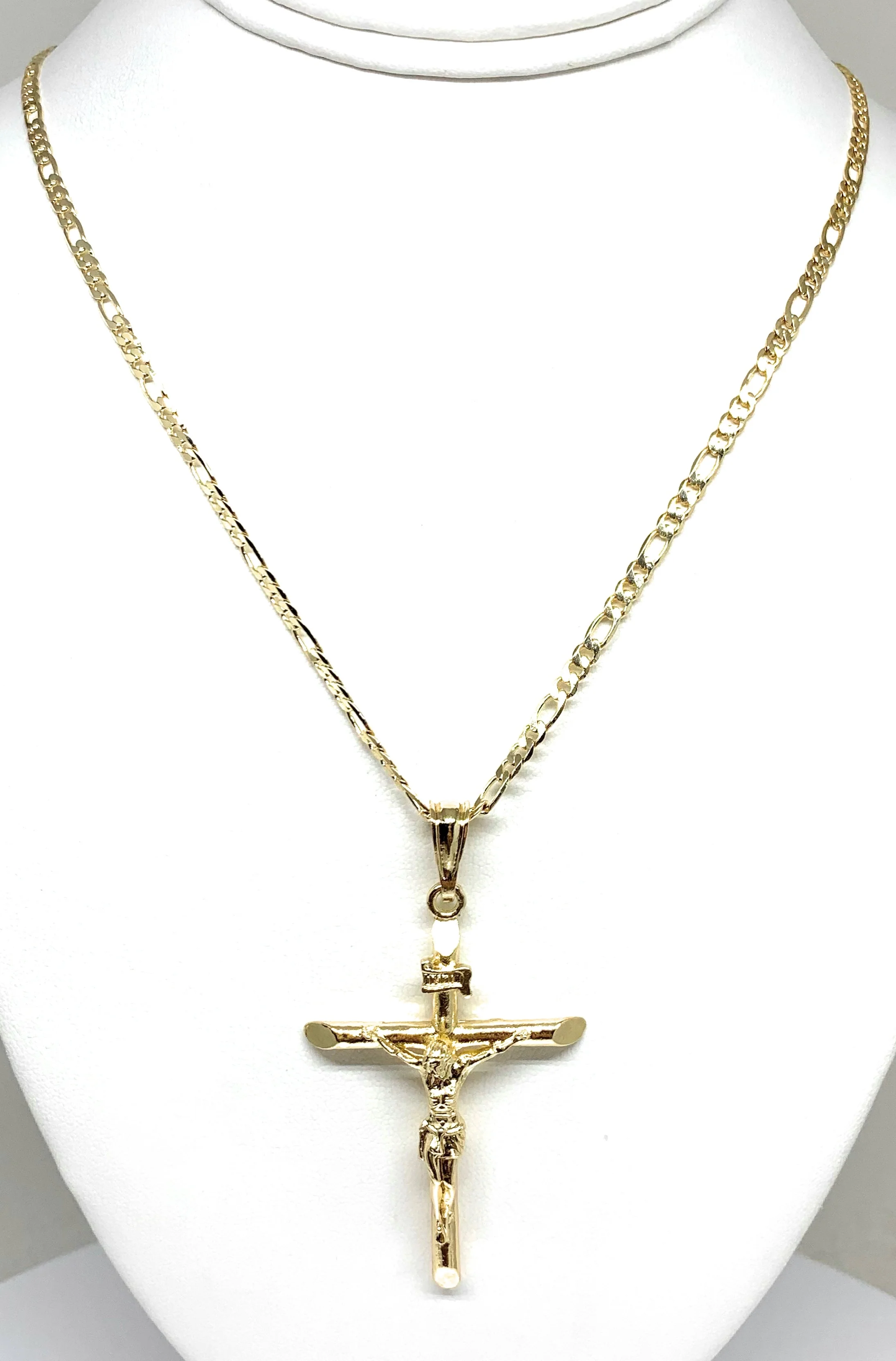Gold Plated Classic INRI Cross Jesus Crucifix 24" Chain Cruz Crucifijo (SM,MED,LG) - Image 6