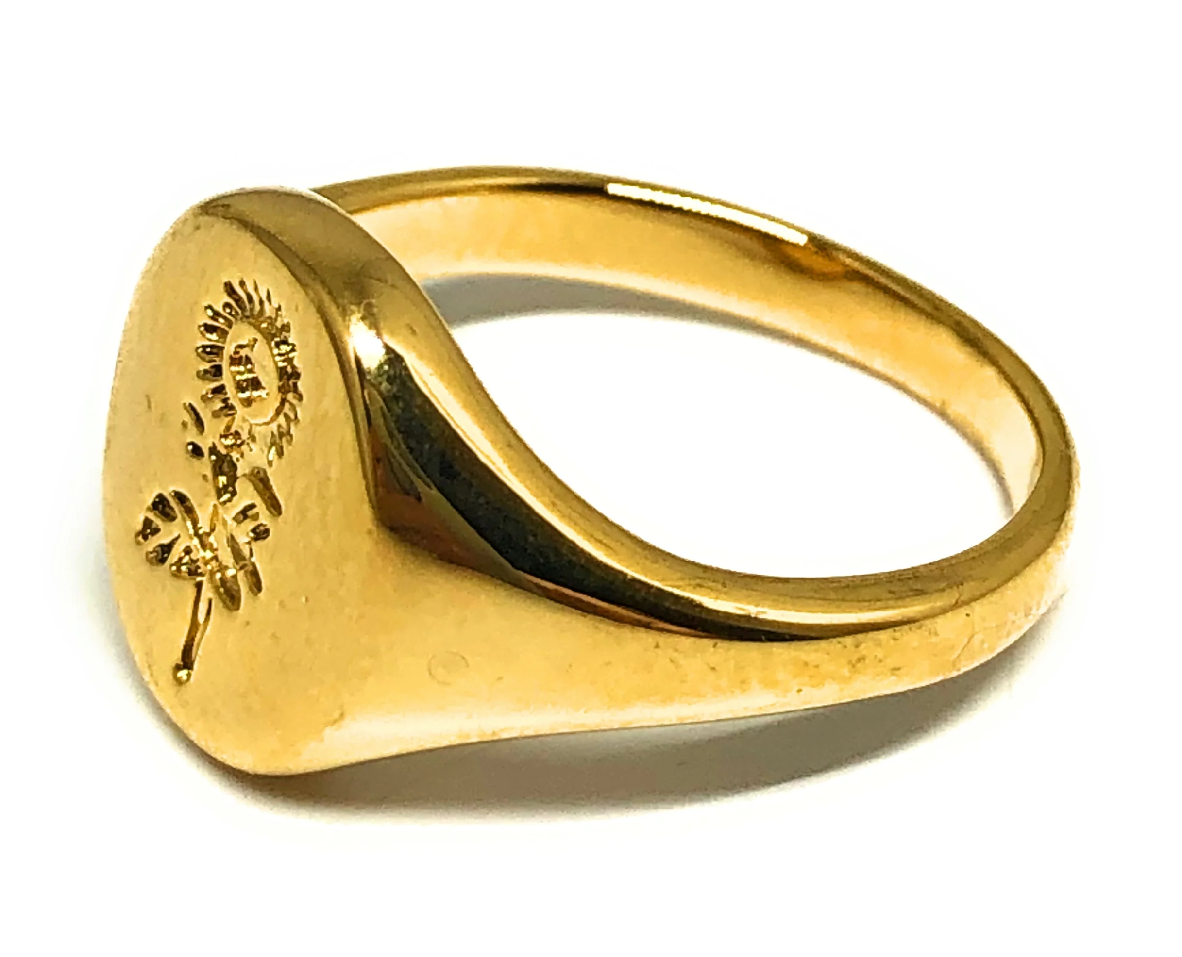 Gold Plated Classic Signet Sunflower Ring Anillo - Image 2