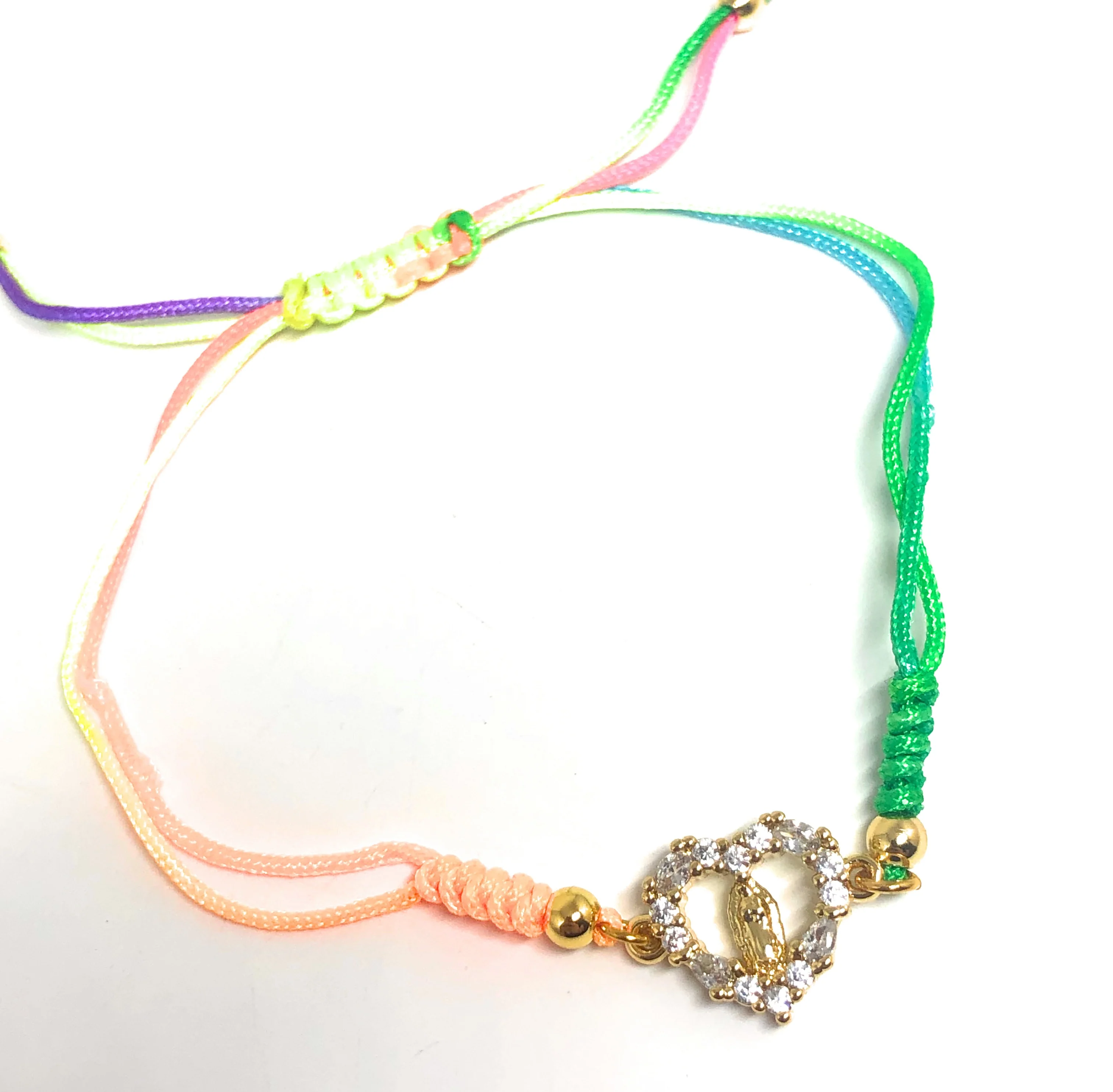 Gold Plated Colorful Virgin Mary Bracelet Virgen De Guadalupe Pulsera 8" Adjustable - Image 3