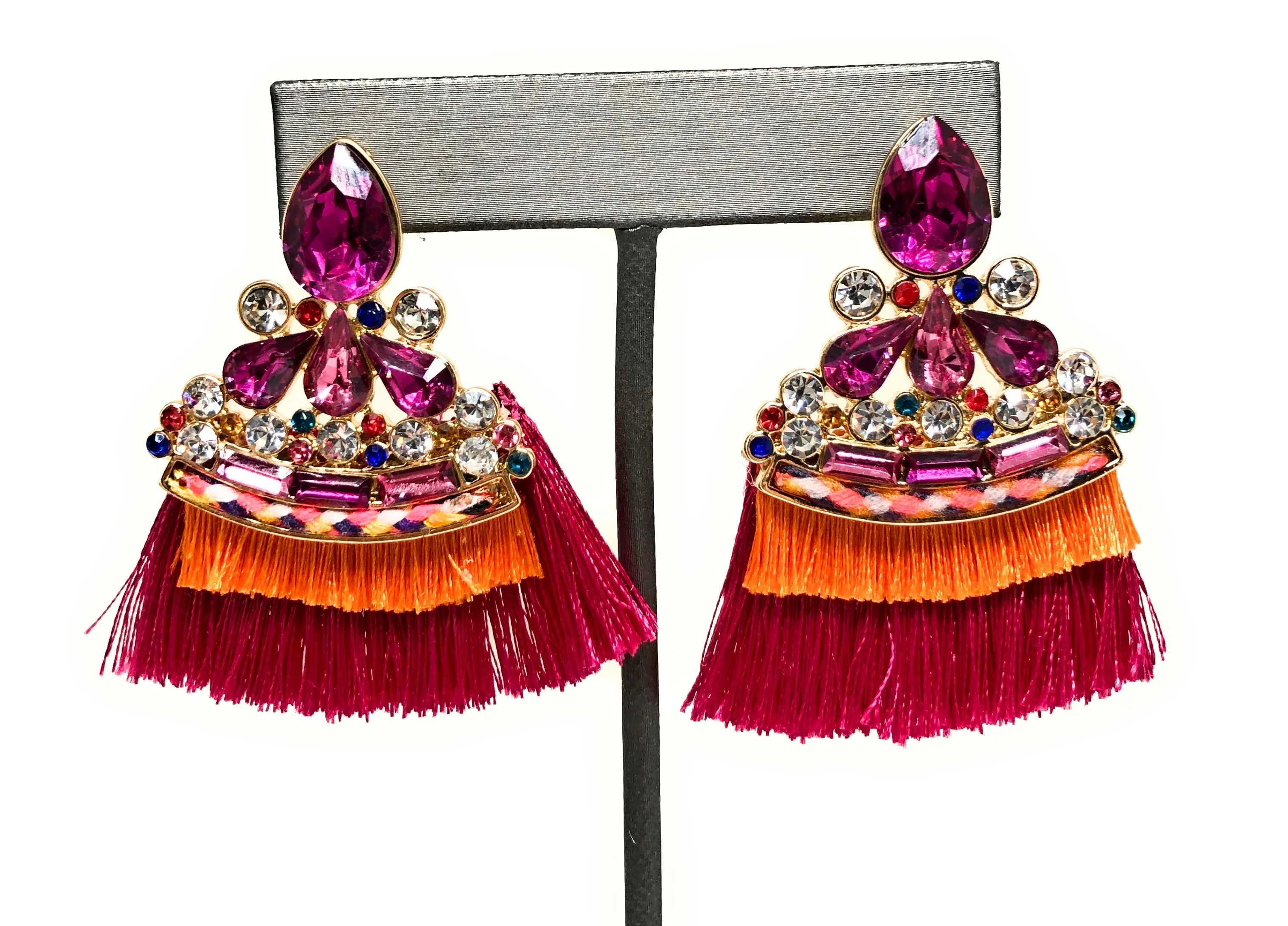Gold Plated Colorful Wildflower Chandelier Earrings Aretes Folklorico - Image 4