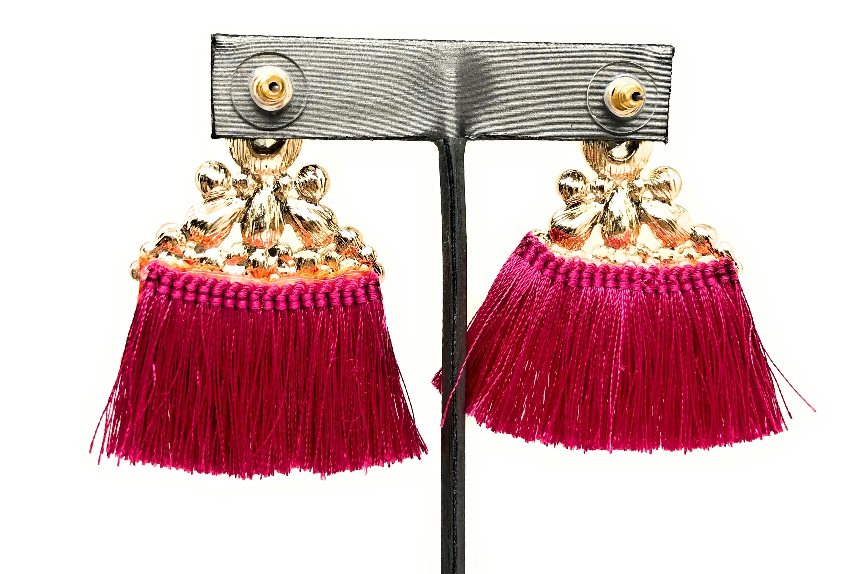 Gold Plated Colorful Wildflower Chandelier Earrings Aretes Folklorico - Image 6