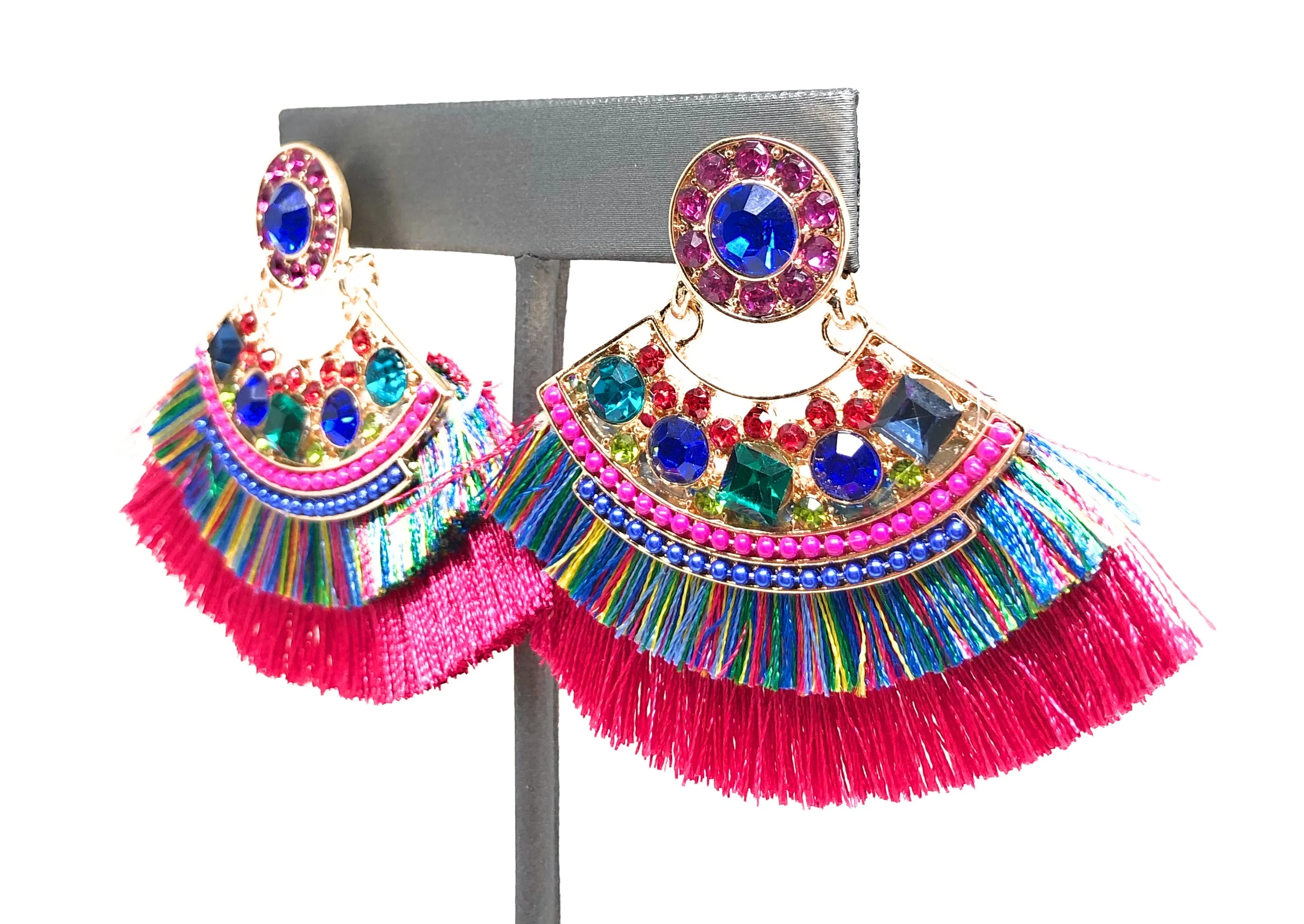 Gold Plated Colorful Wildflower Chandelier Earrings Aretes Folklorico - Image 5