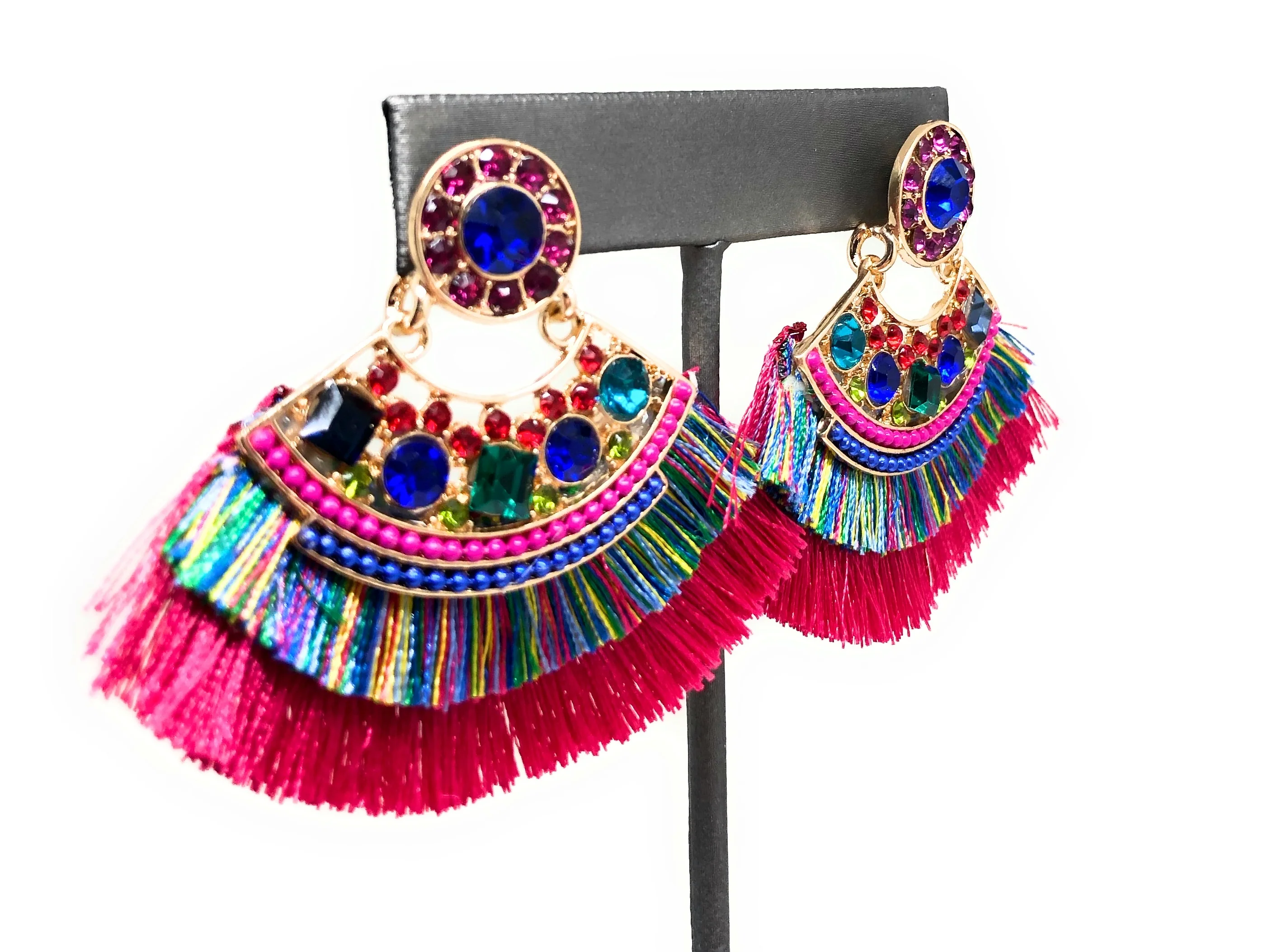 Gold Plated Colorful Wildflower Chandelier Earrings Aretes Folklorico - Image 6