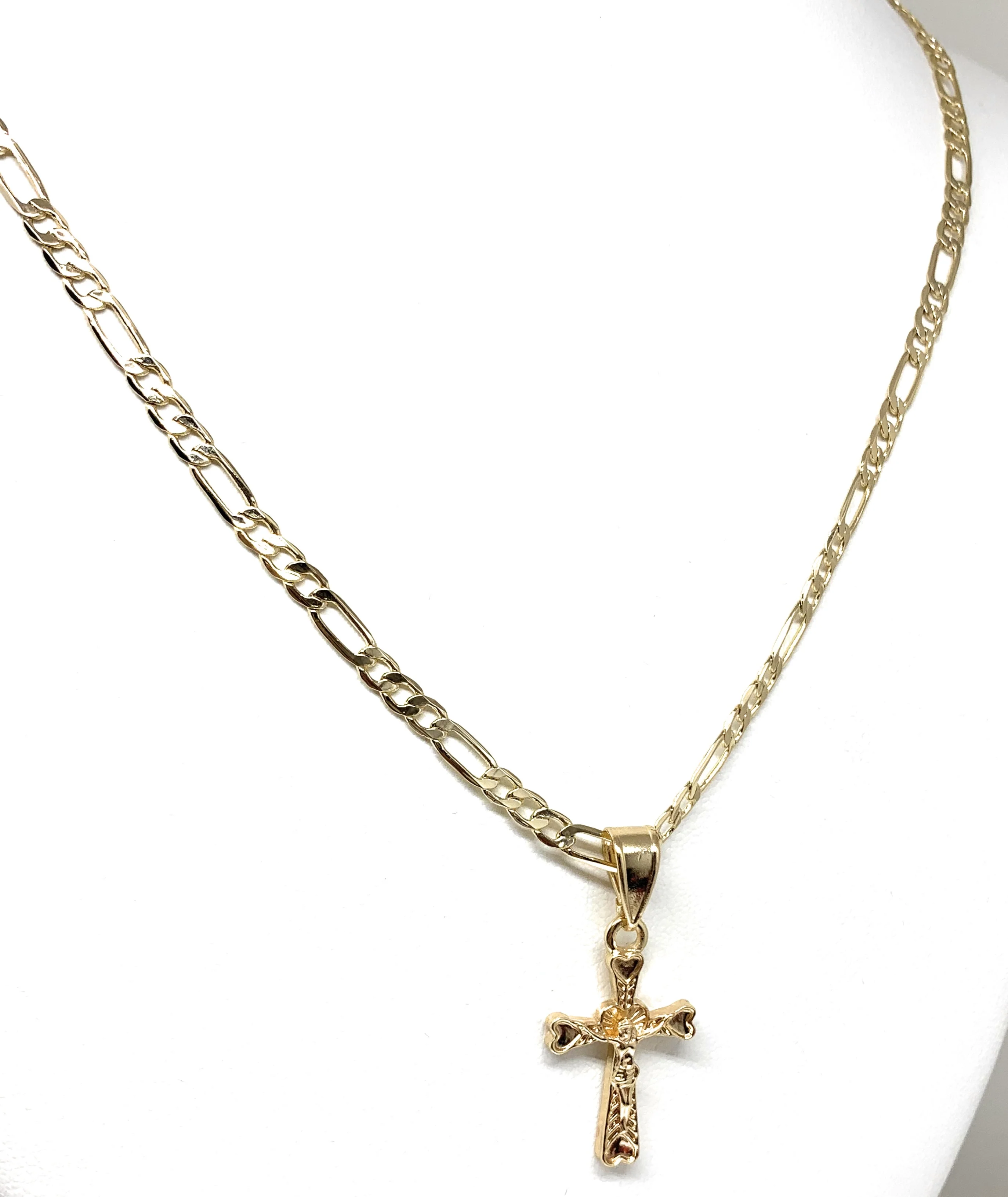 Gold Plated Cross Jesus Crucifix 24" Chain Cruz Crucifijo - Image 3
