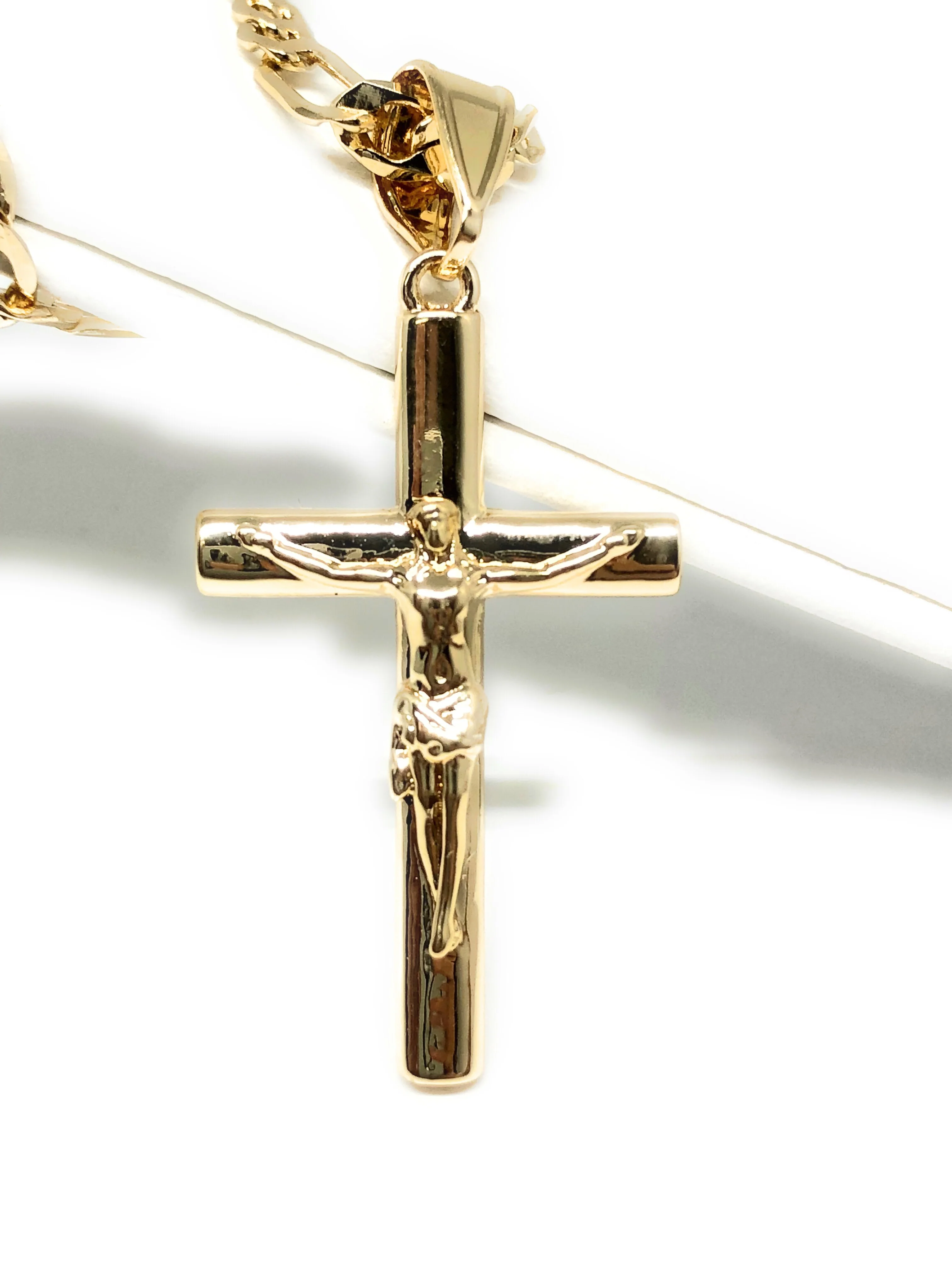 Gold Plated Cross Jesus Crucifix 24" Chain / Jesus Cruz Crucifijo Cadena Oro Lamindo 24” - Image 3