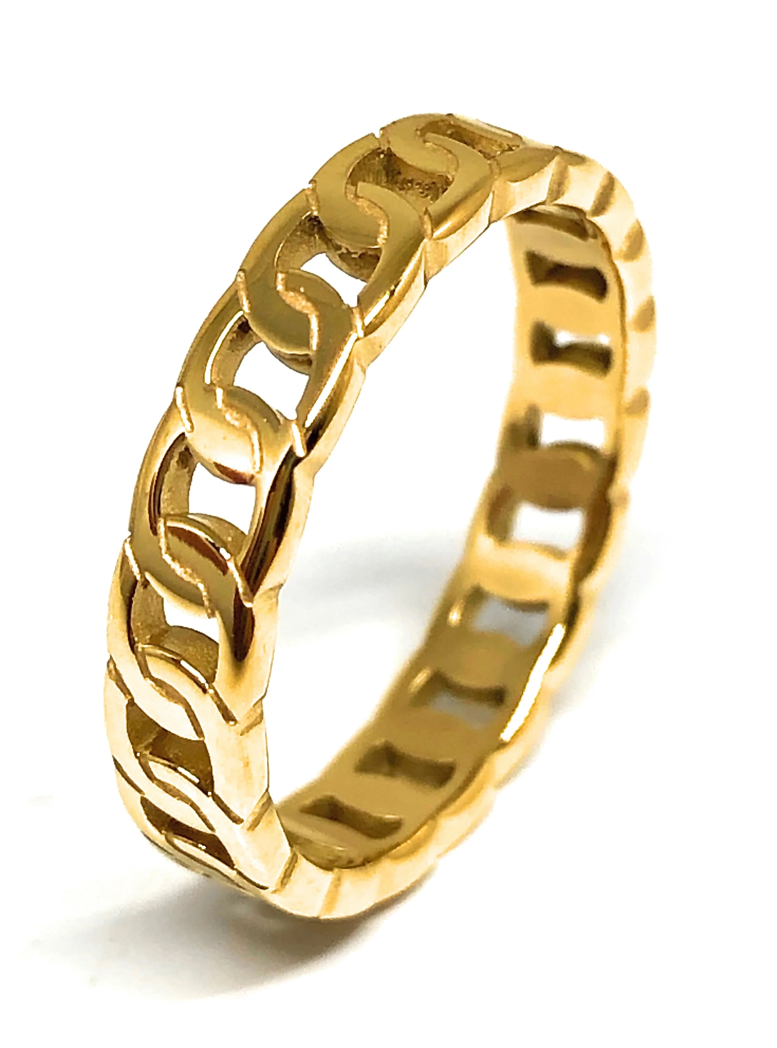 Gold Plated Cuban Link Band Ring Anilloe - Image 2