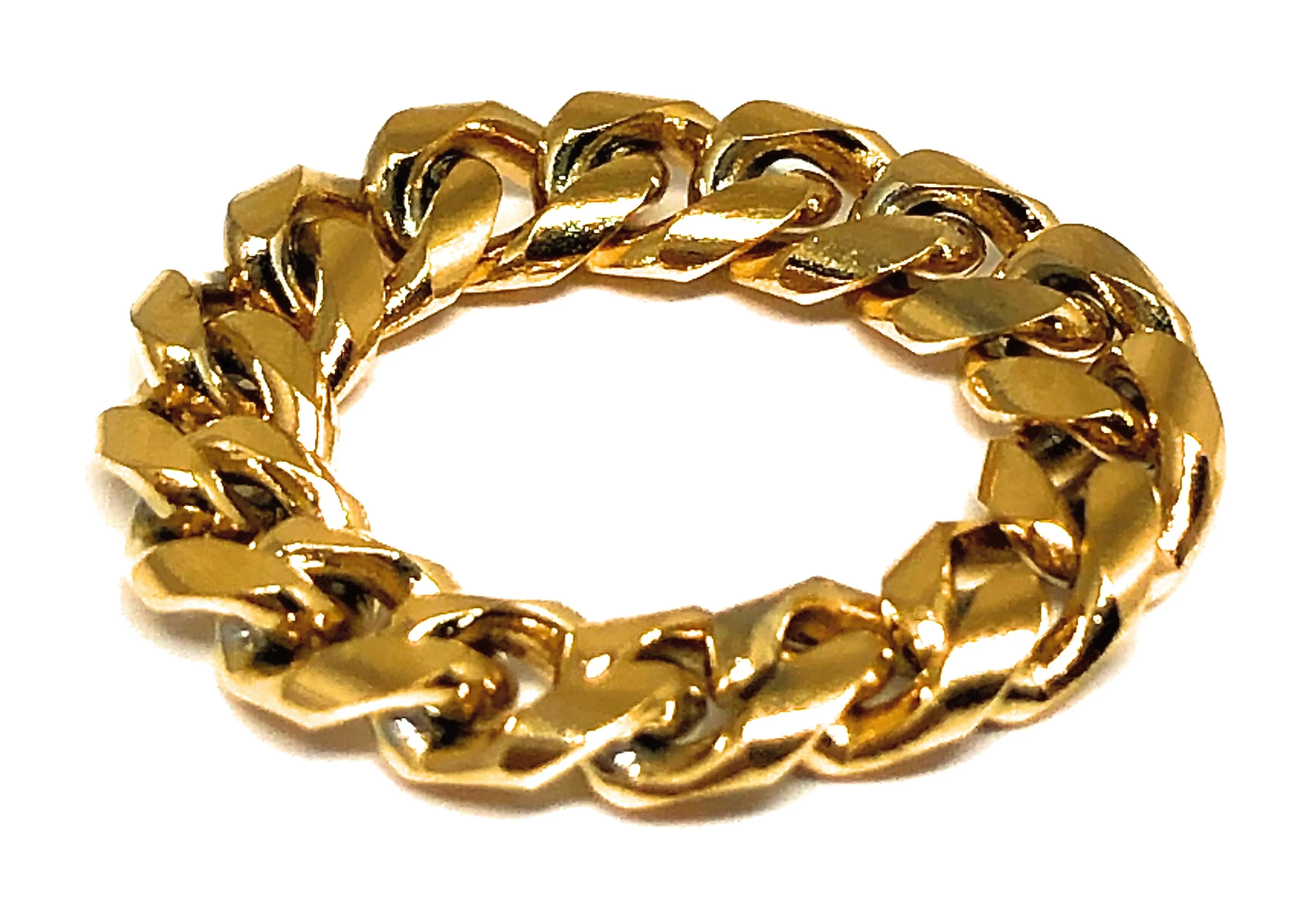 Gold Plated Cuban Link Chain Ring Anillo - Image 2
