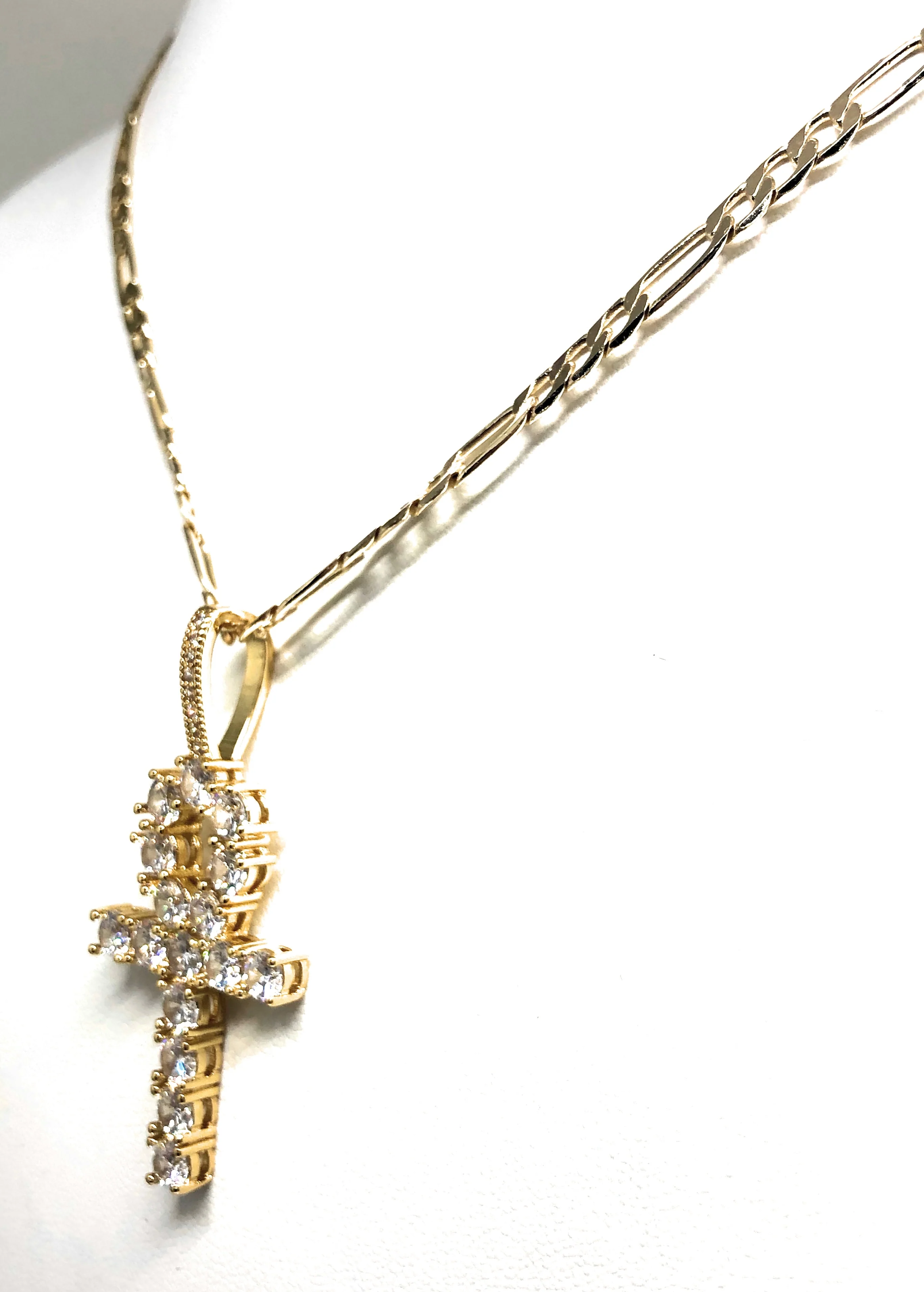 Gold Plated Cubic Zirconia Ankh Cross 24” Necklace Cruz - Image 7