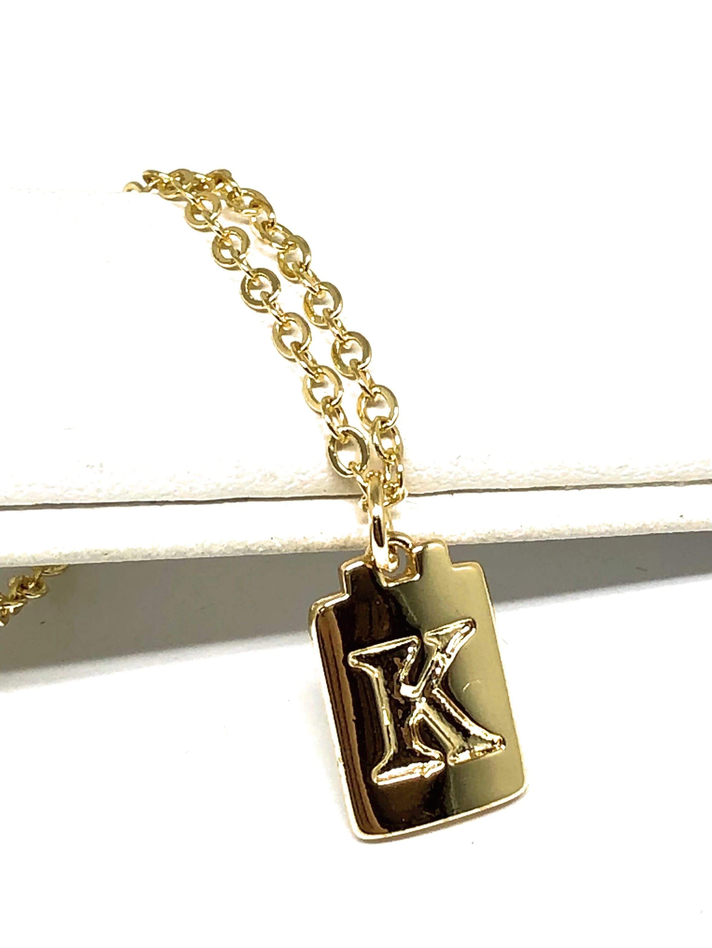 Gold Plated CUSTOMIZED Block Initial Letter Square Pendant With 20" Chain - Image 4