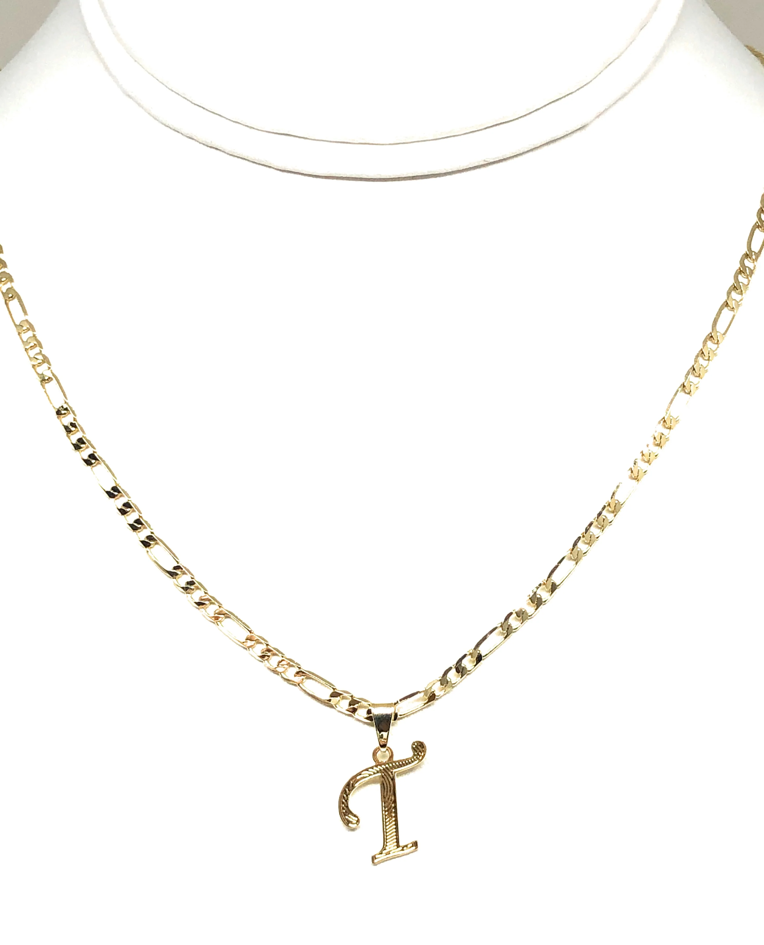Gold Plated CUSTOMIZED Cursive Initial Letter Pendant With Figaro Chain 24" 3mm in - Image 5