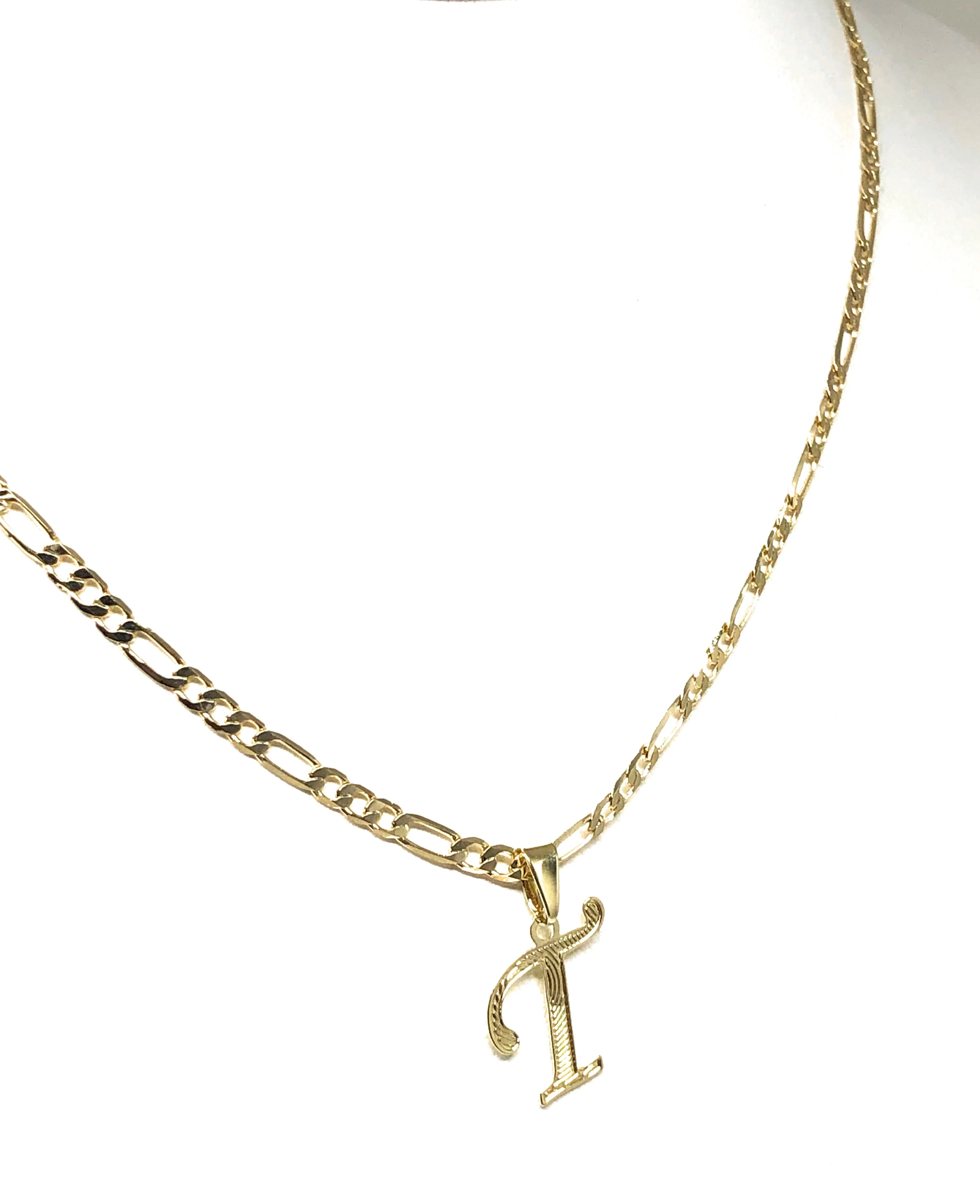 Gold Plated CUSTOMIZED Cursive Initial Letter Pendant With Figaro Chain 24" 3mm in - Image 6