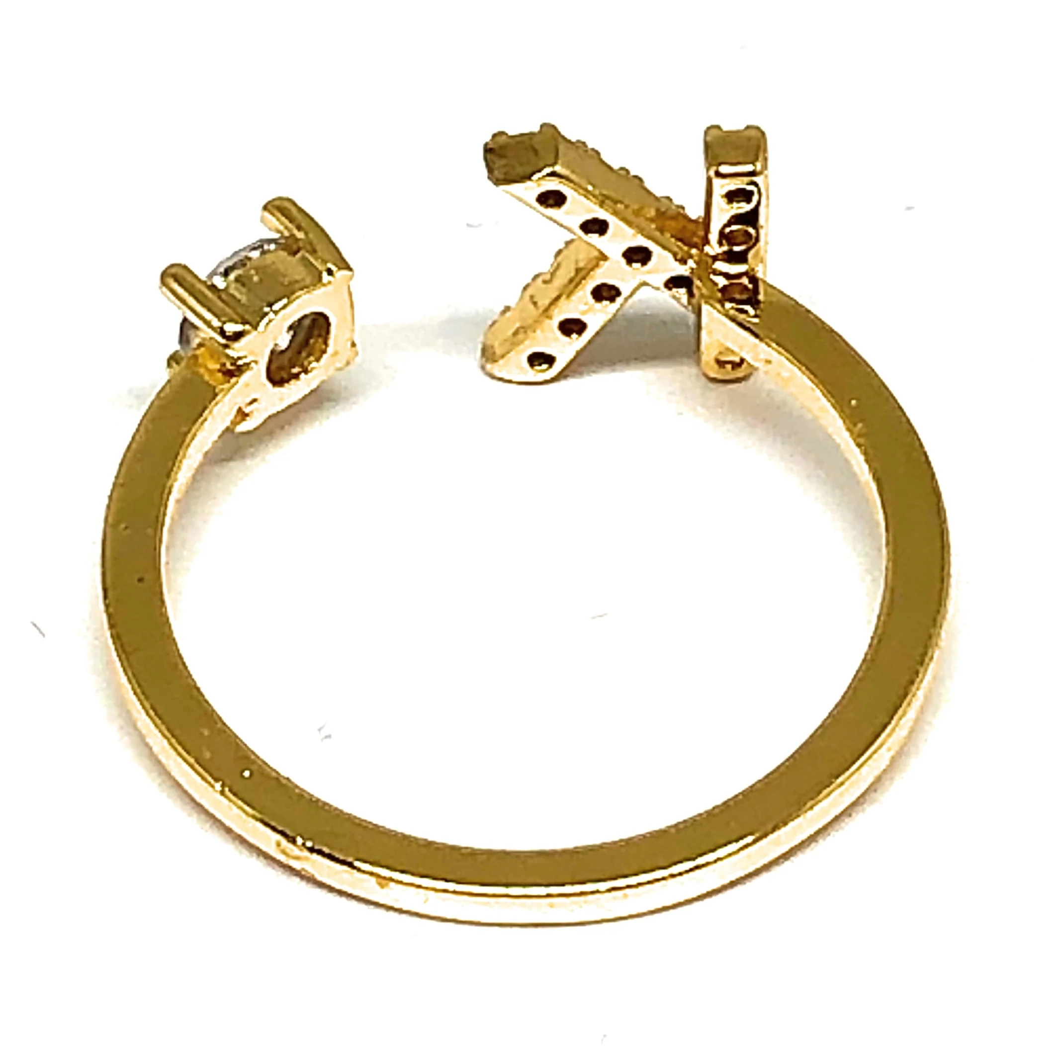 Gold Plated CUSTOMIZED CZ Block Initial Letter Ring Anillo Adjustable sizes 6-12 - Image 3